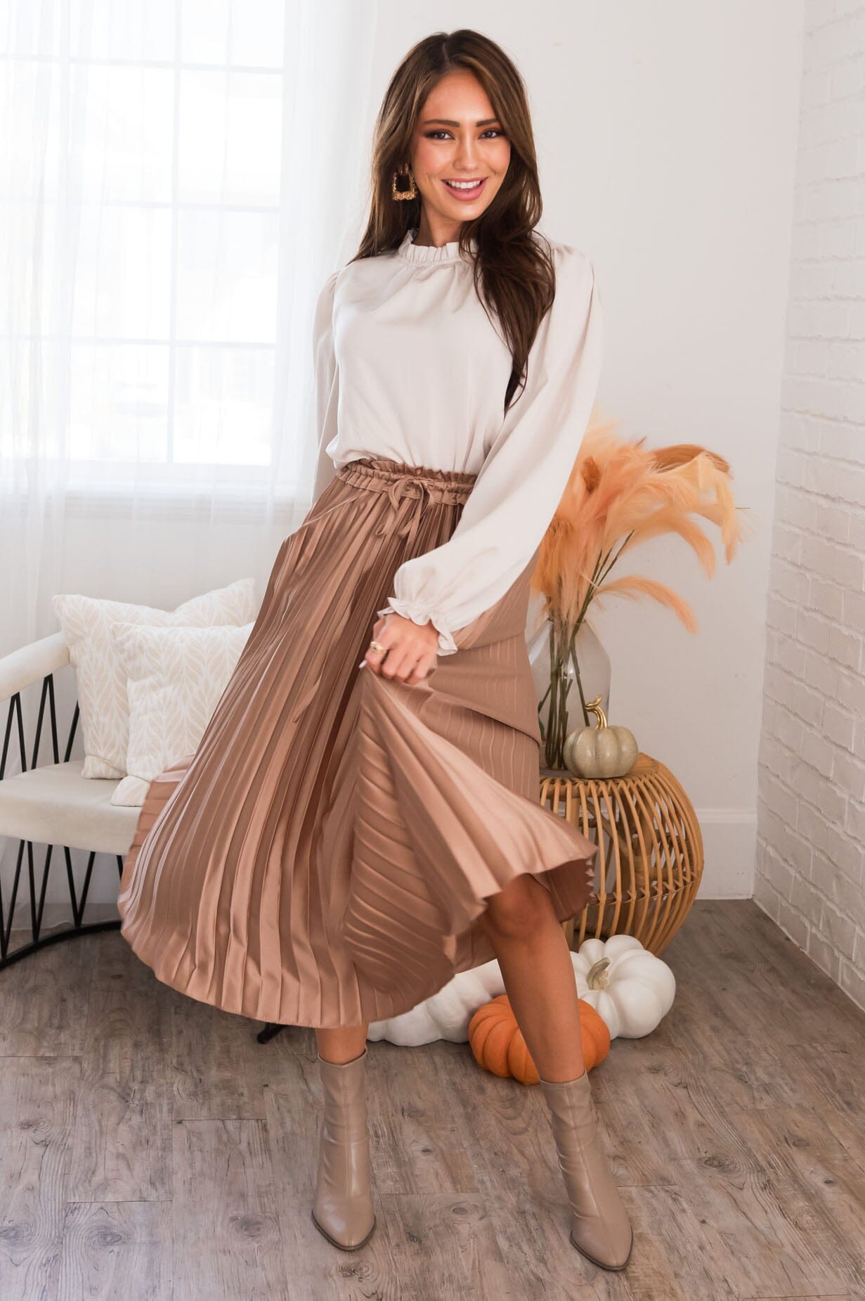 Delicate Does It Modest Pleated Skirt Skirts vendor-unknown