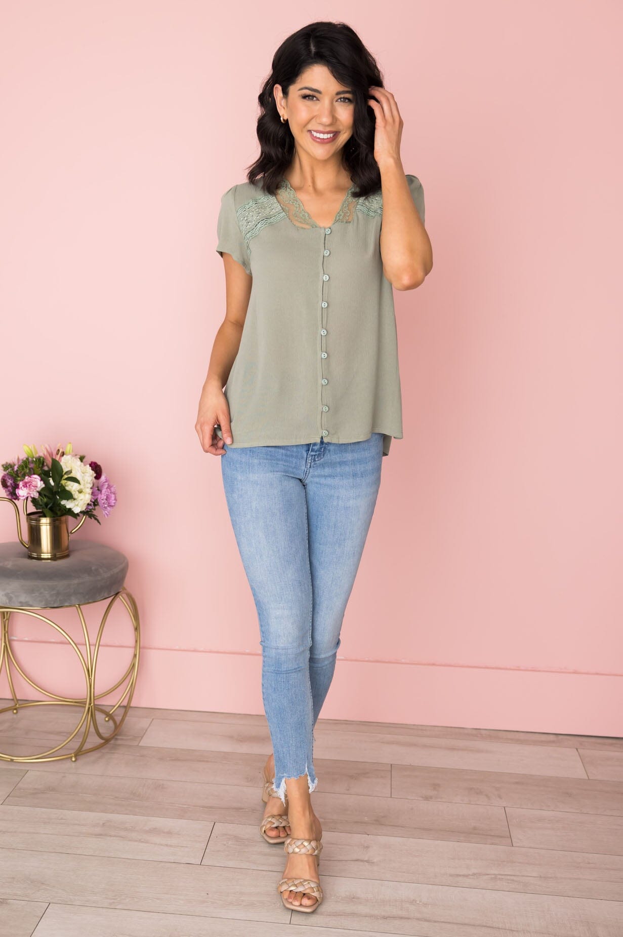 Finders Keepers Button Front Blouse Tops vendor-unknown
