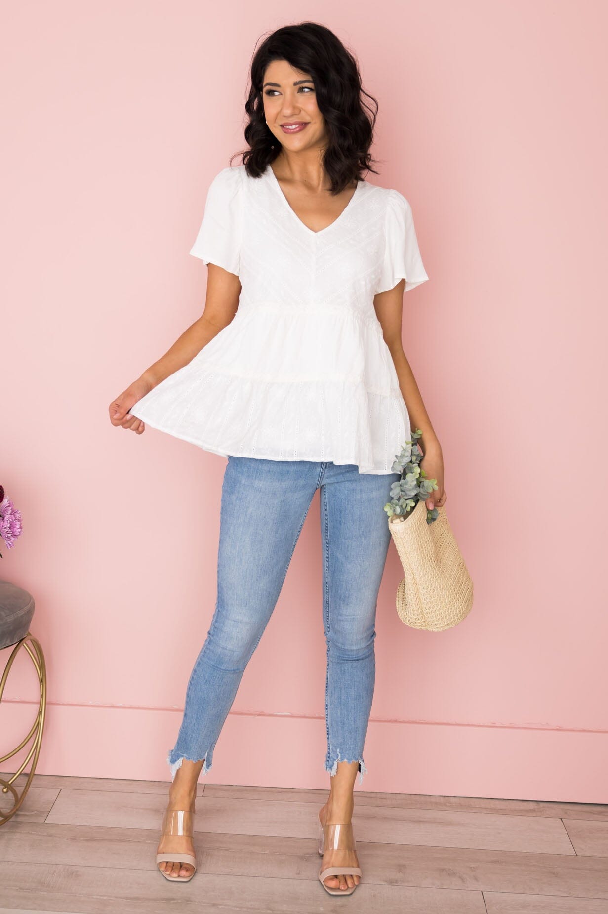 Hopeful Heart Embroidered Blouse Tops vendor-unknown
