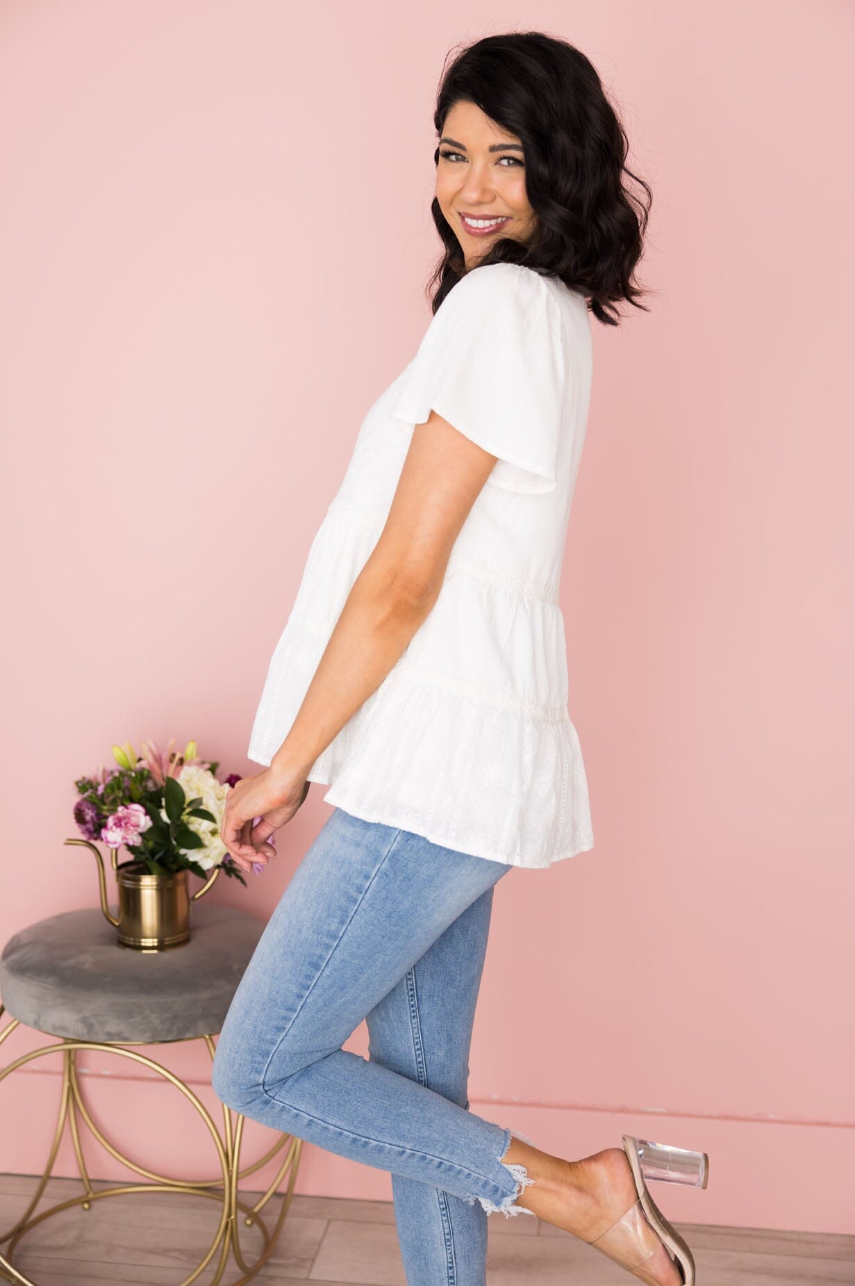 Hopeful Heart Embroidered Blouse Tops vendor-unknown