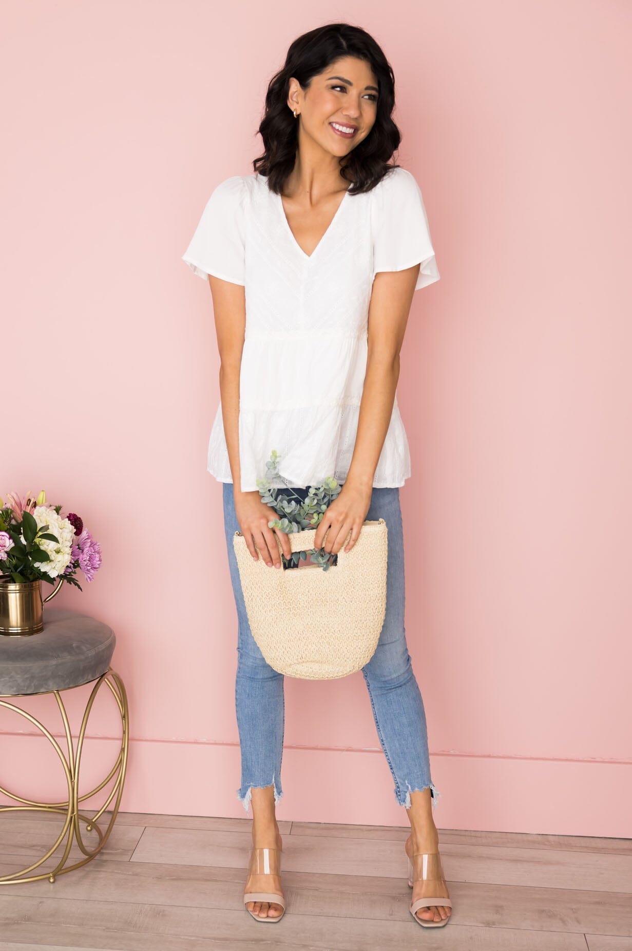 Hopeful Heart Embroidered Blouse Tops vendor-unknown