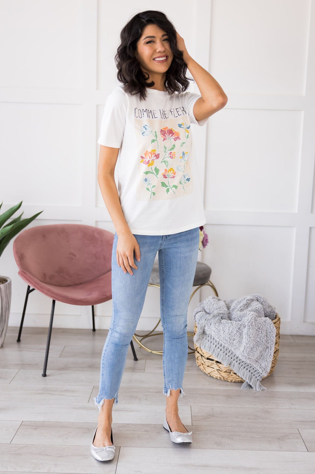 Like A Flower Tee Modest Dresses vendor-unknown