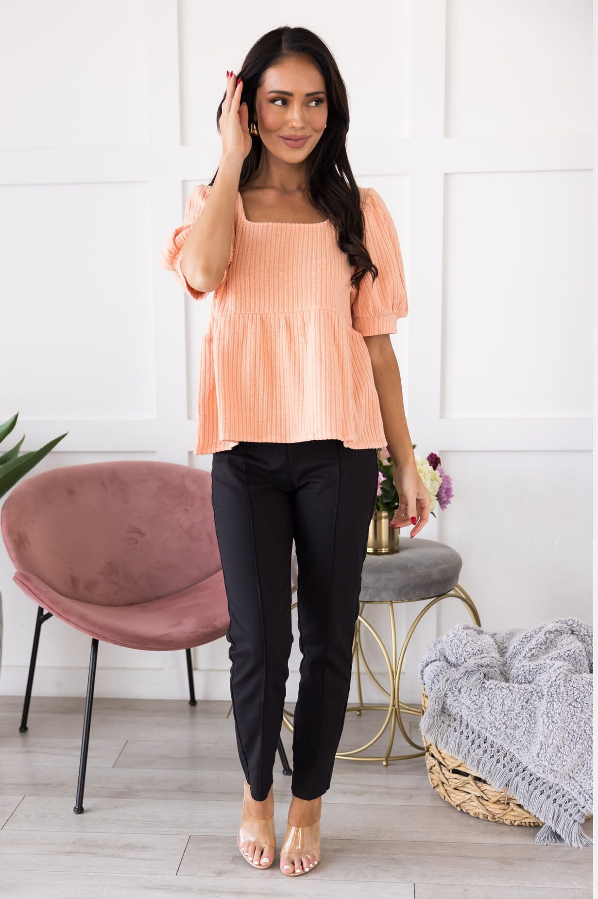 Kindness & Love Ribbed Blouse Tops vendor-unknown