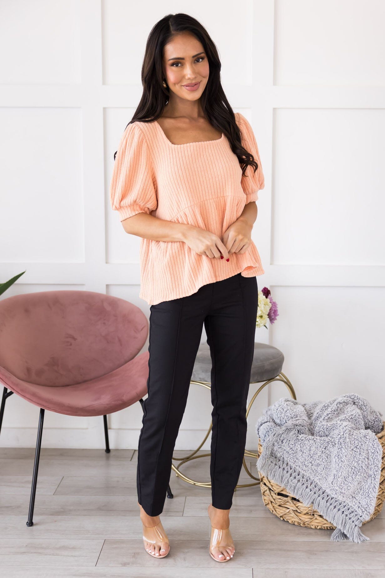 Kindness & Love Ribbed Blouse Tops vendor-unknown