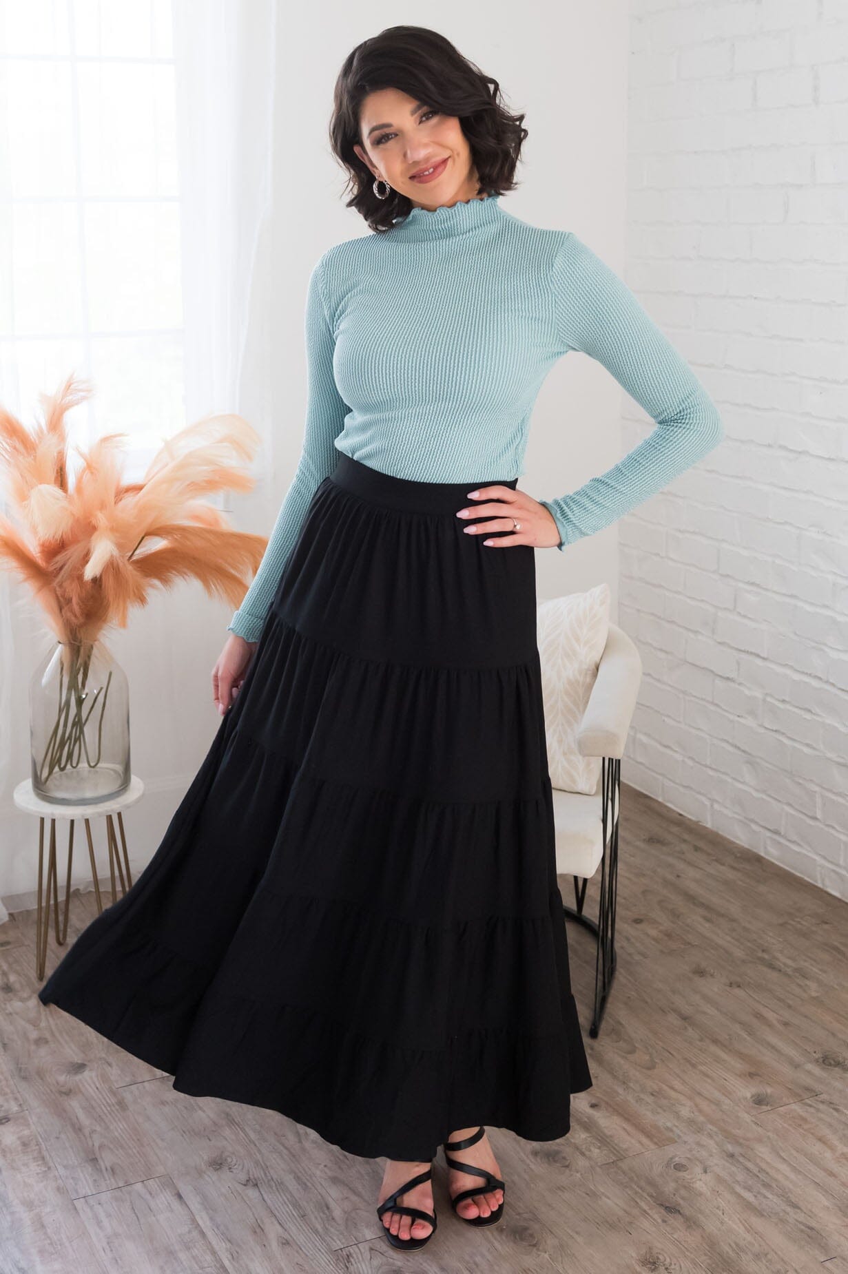 Giving Heart Modest Tiered Skirt Skirts vendor-unknown