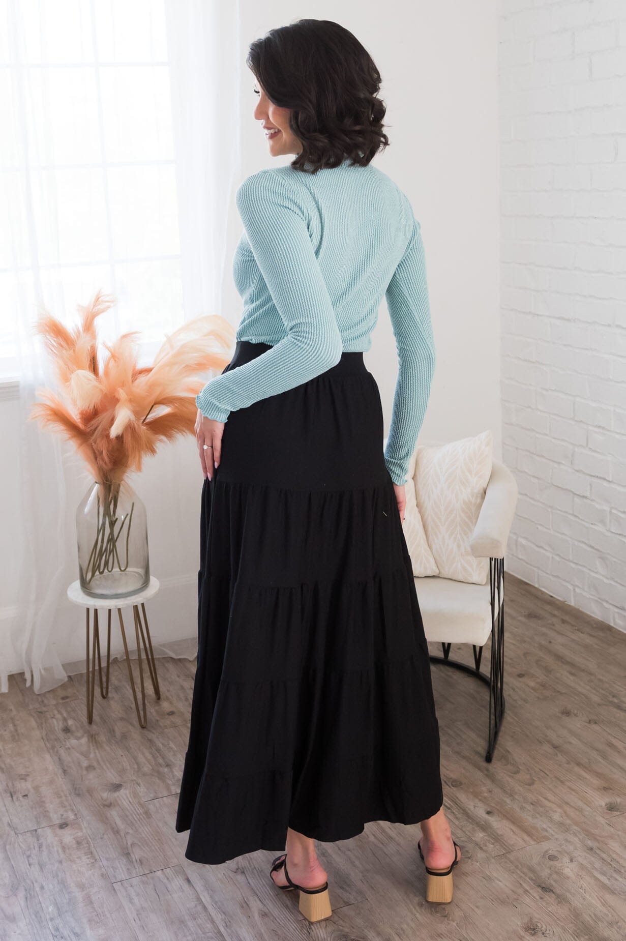 Giving Heart Modest Tiered Skirt Skirts vendor-unknown