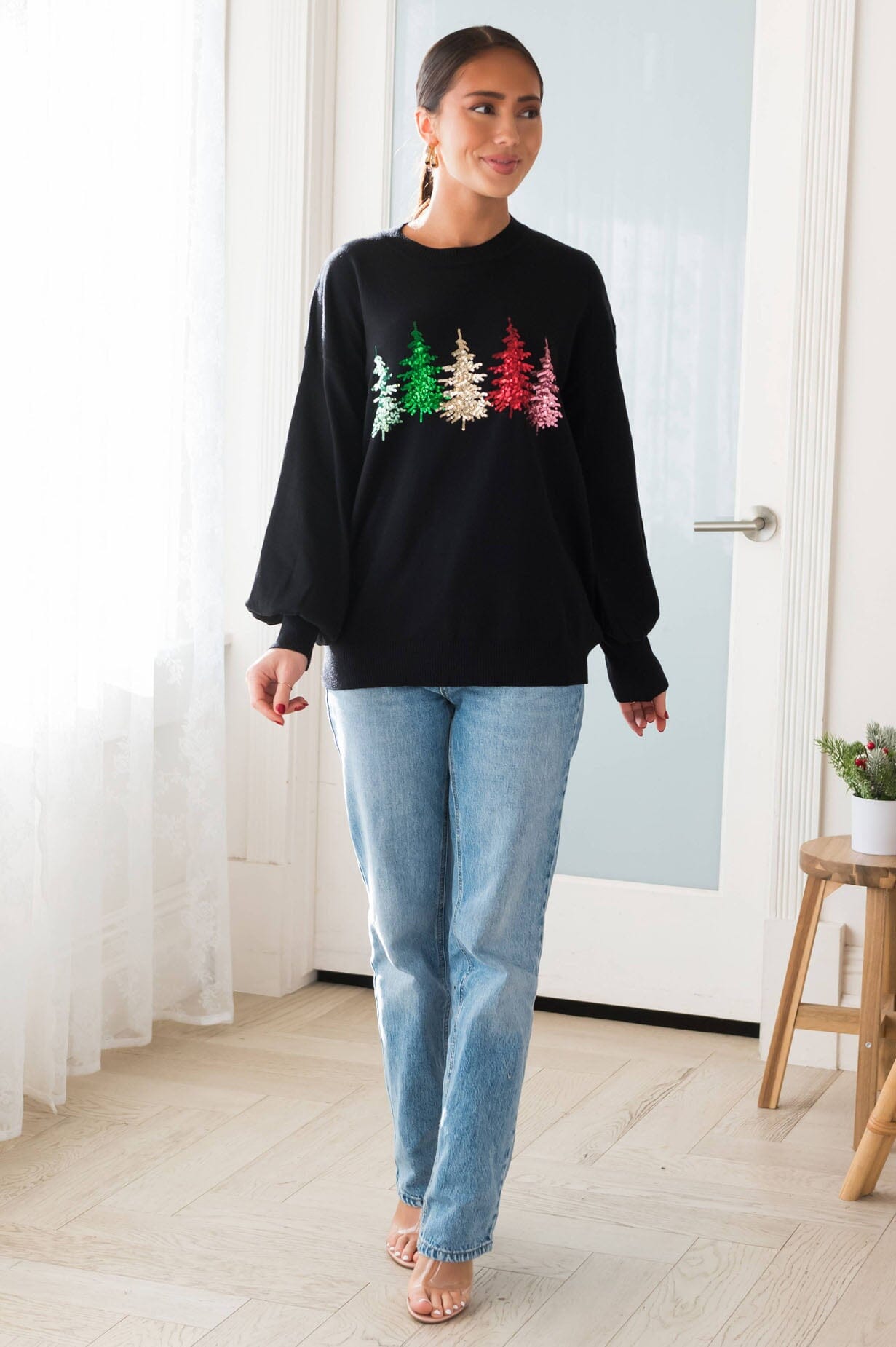 Lights In The Trees Sequin Sweater Modest Dresses vendor-unknown