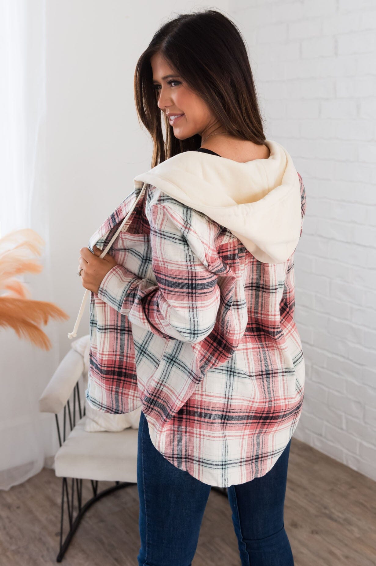 Always Go For Plaid Modest Button Front Hoodie Modest Dresses vendor-unknown