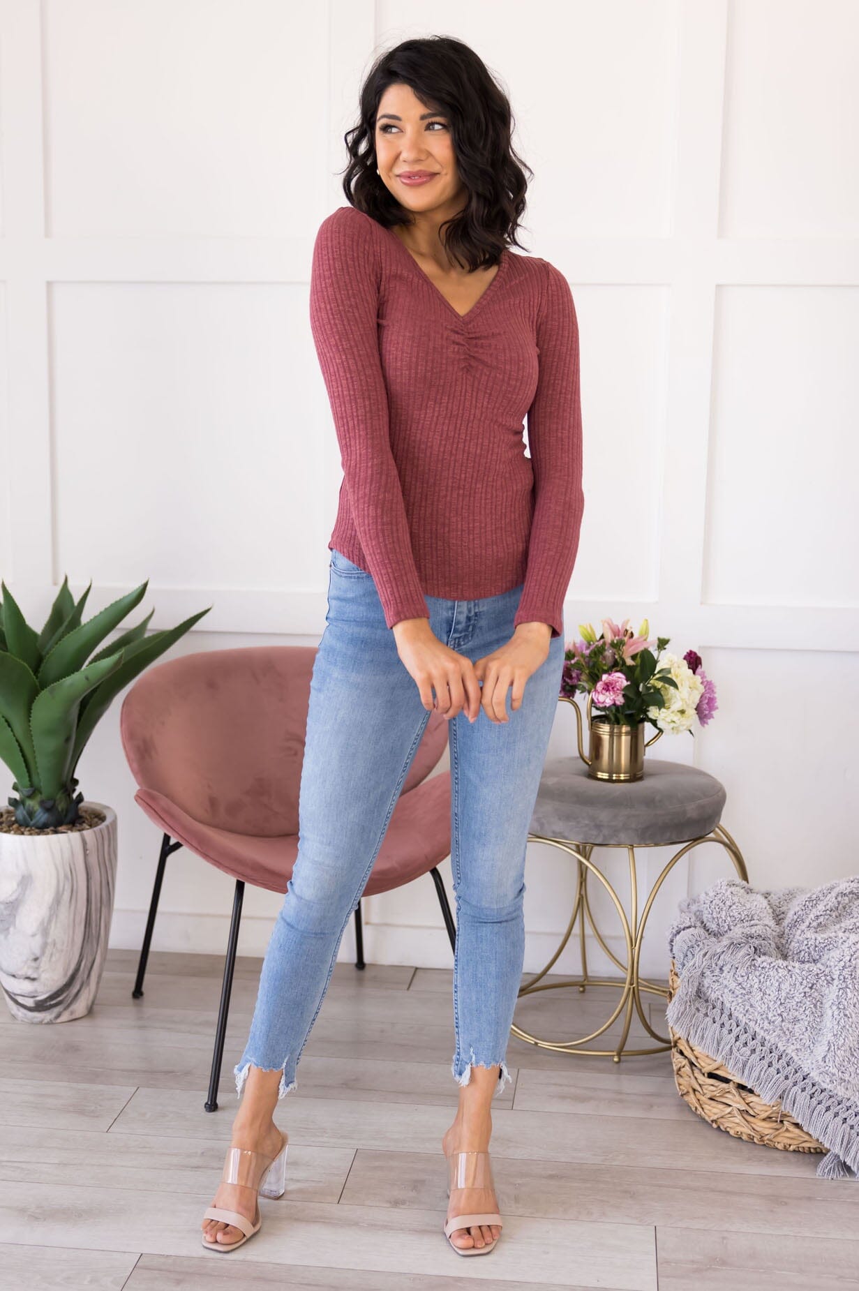 Happy & Humble Ribbed Top Modest Dresses vendor-unknown