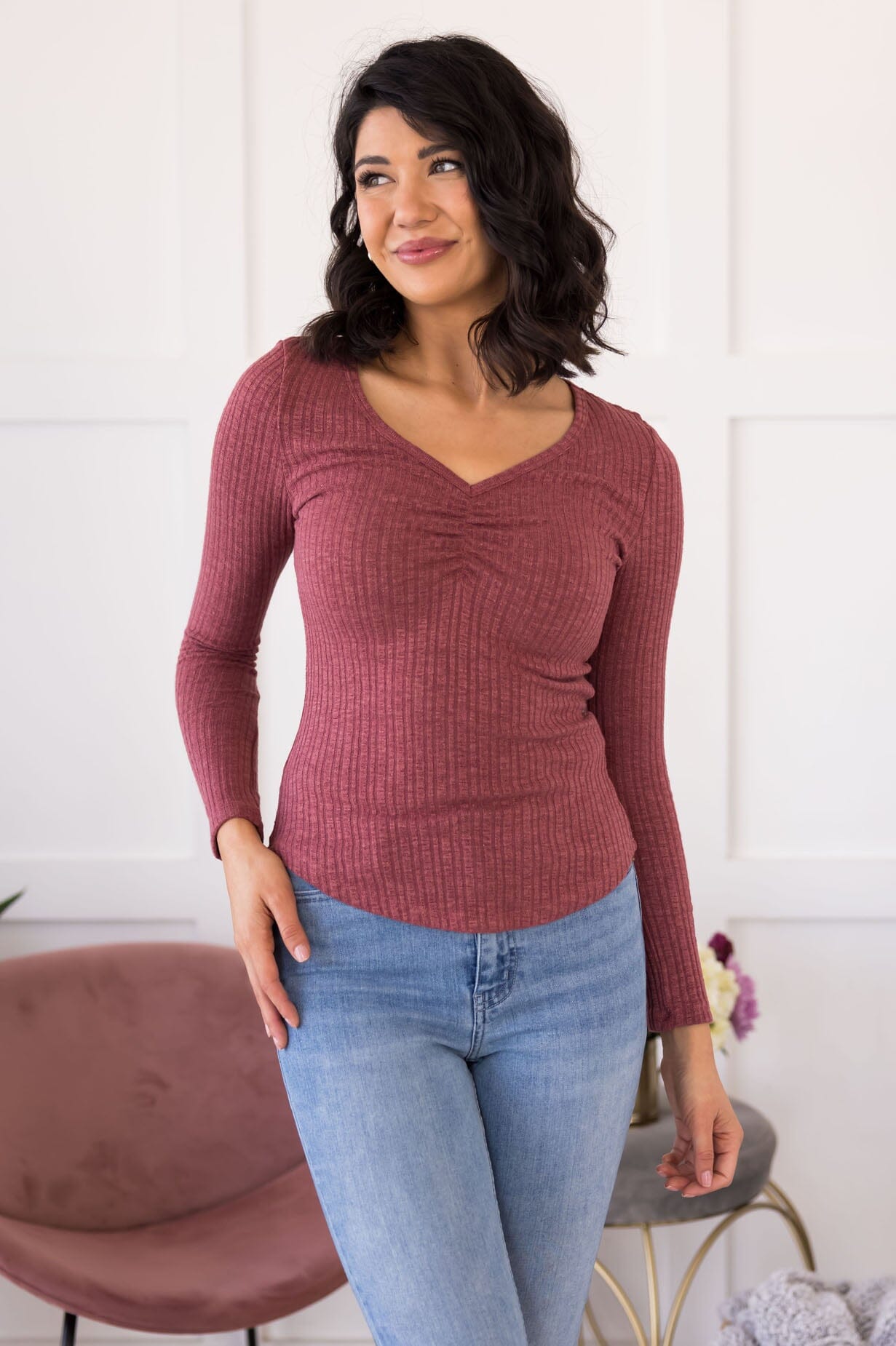 Happy & Humble Ribbed Top Modest Dresses vendor-unknown