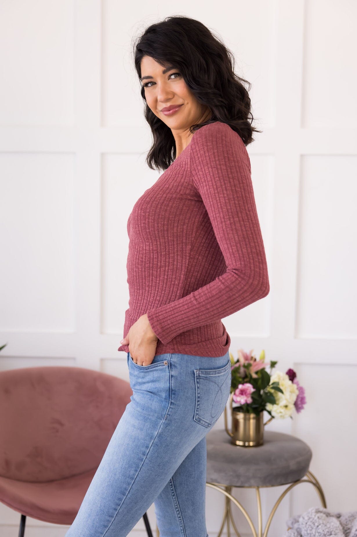 Happy & Humble Ribbed Top Modest Dresses vendor-unknown