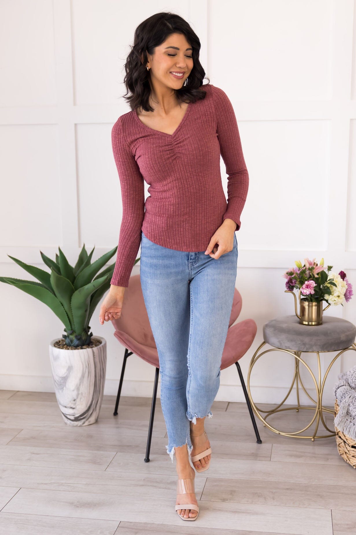 Happy & Humble Ribbed Top Modest Dresses vendor-unknown