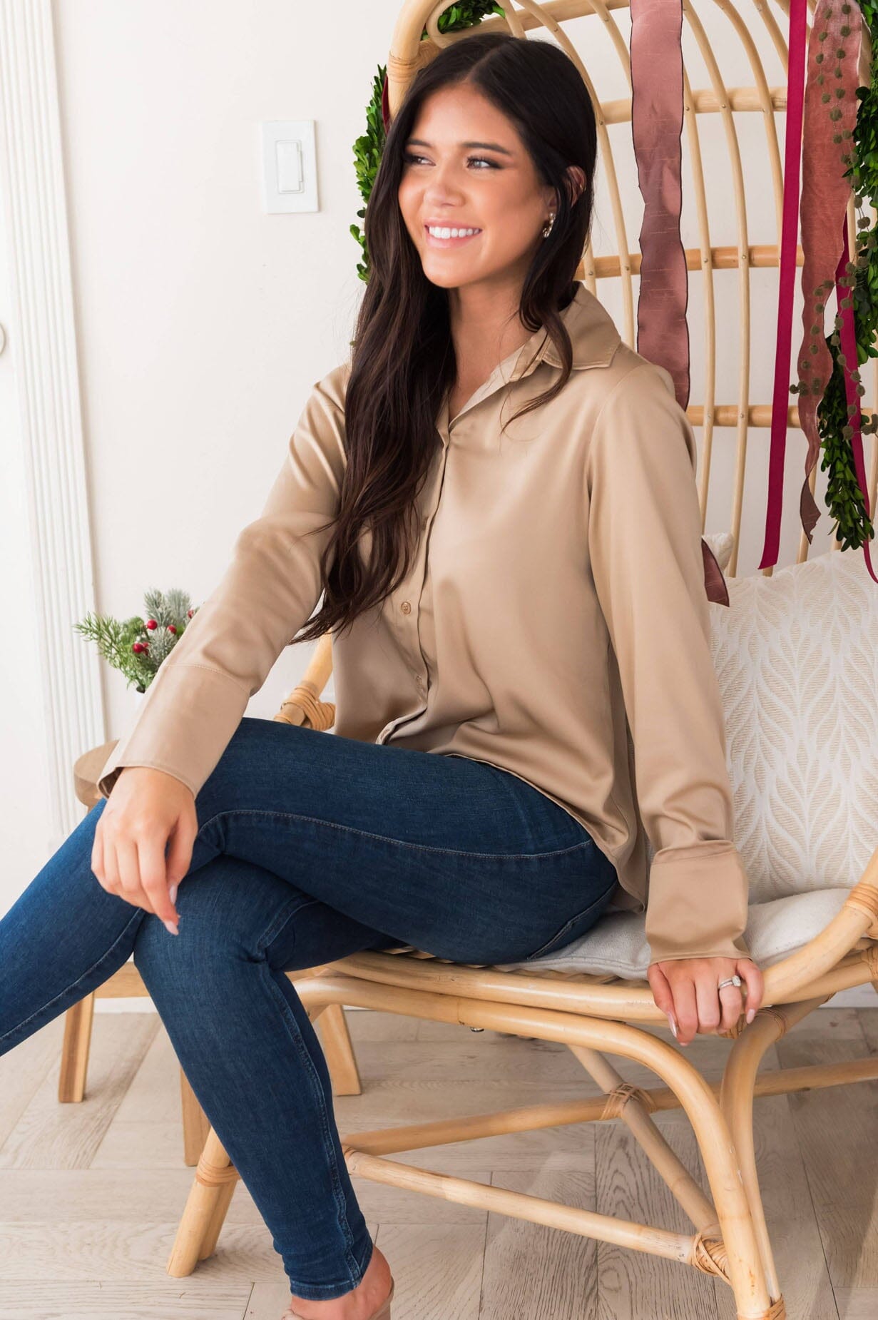 Shake It Off Button Up Blouse Modest Dresses vendor-unknown