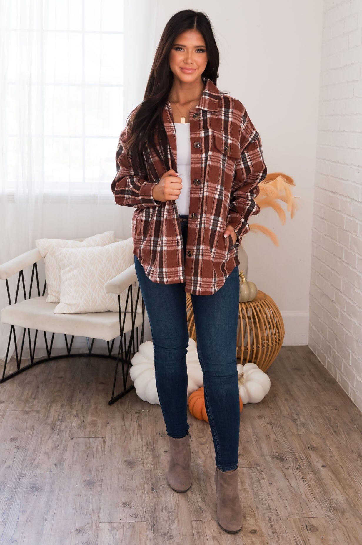Forever Cozy Modest Plaid Jacket Modest Dresses vendor-unknown