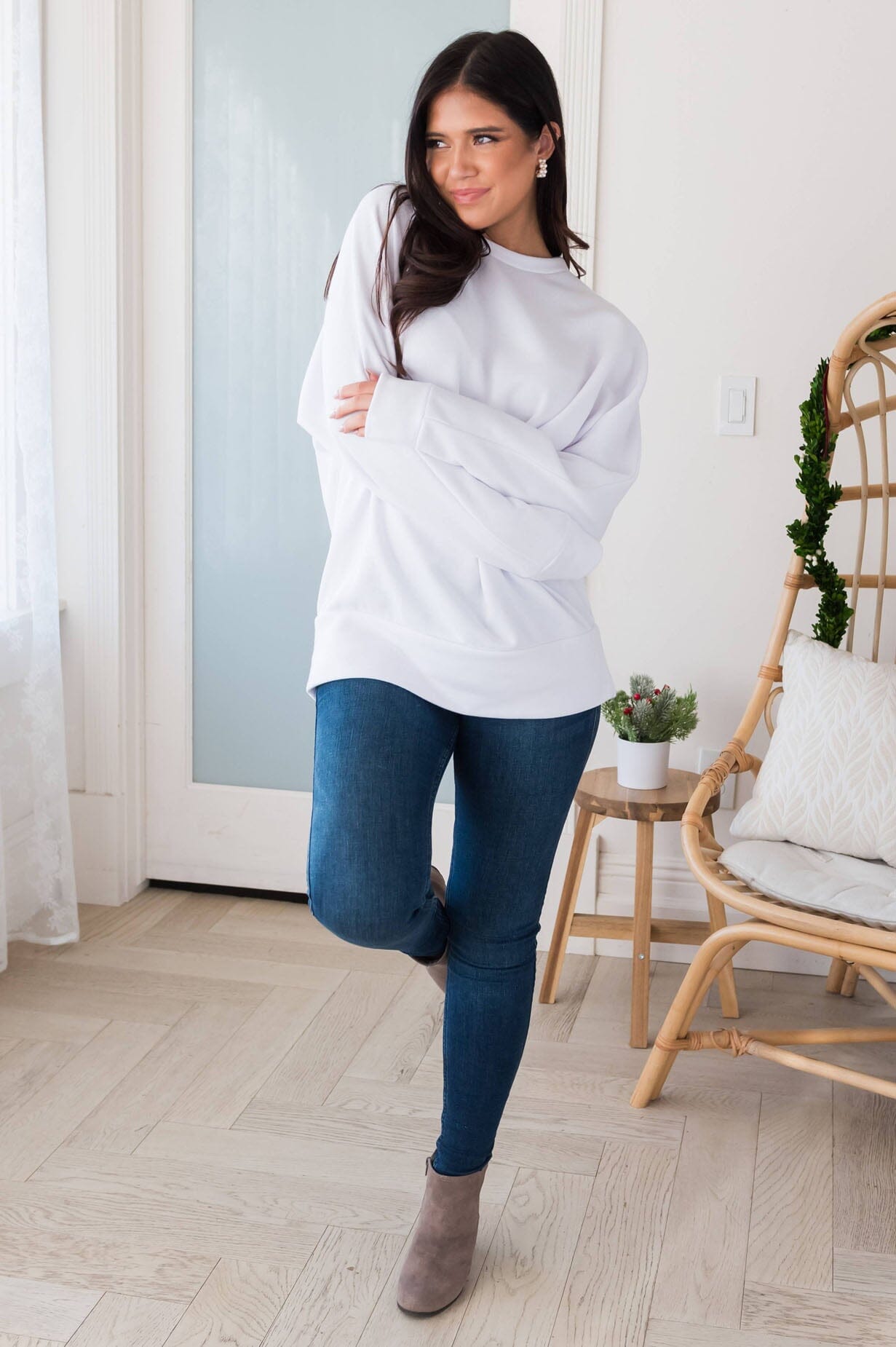 Here For It Modest Sweatshirt Tops vendor-unknown