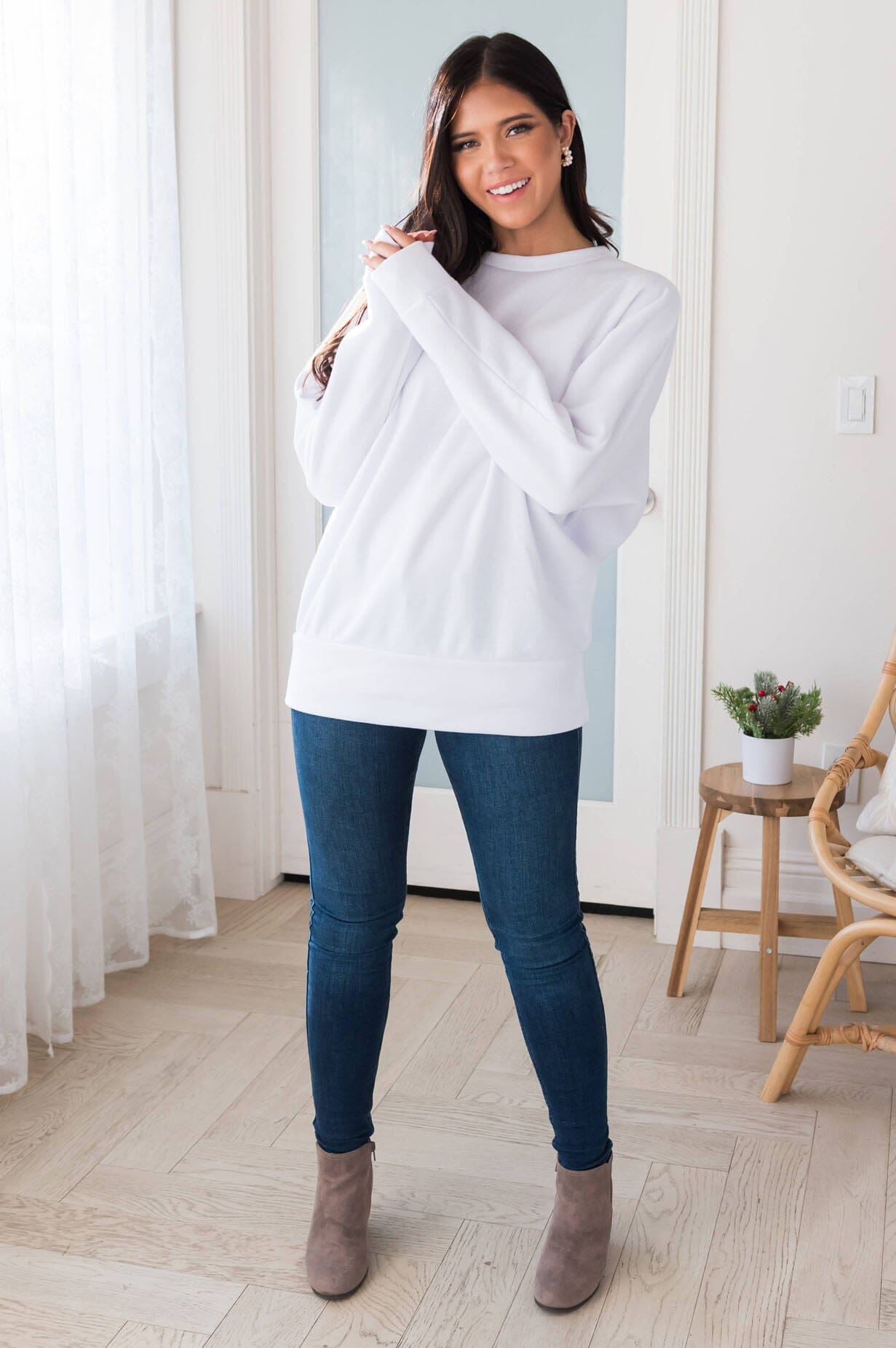 Here For It Modest Sweatshirt Tops vendor-unknown