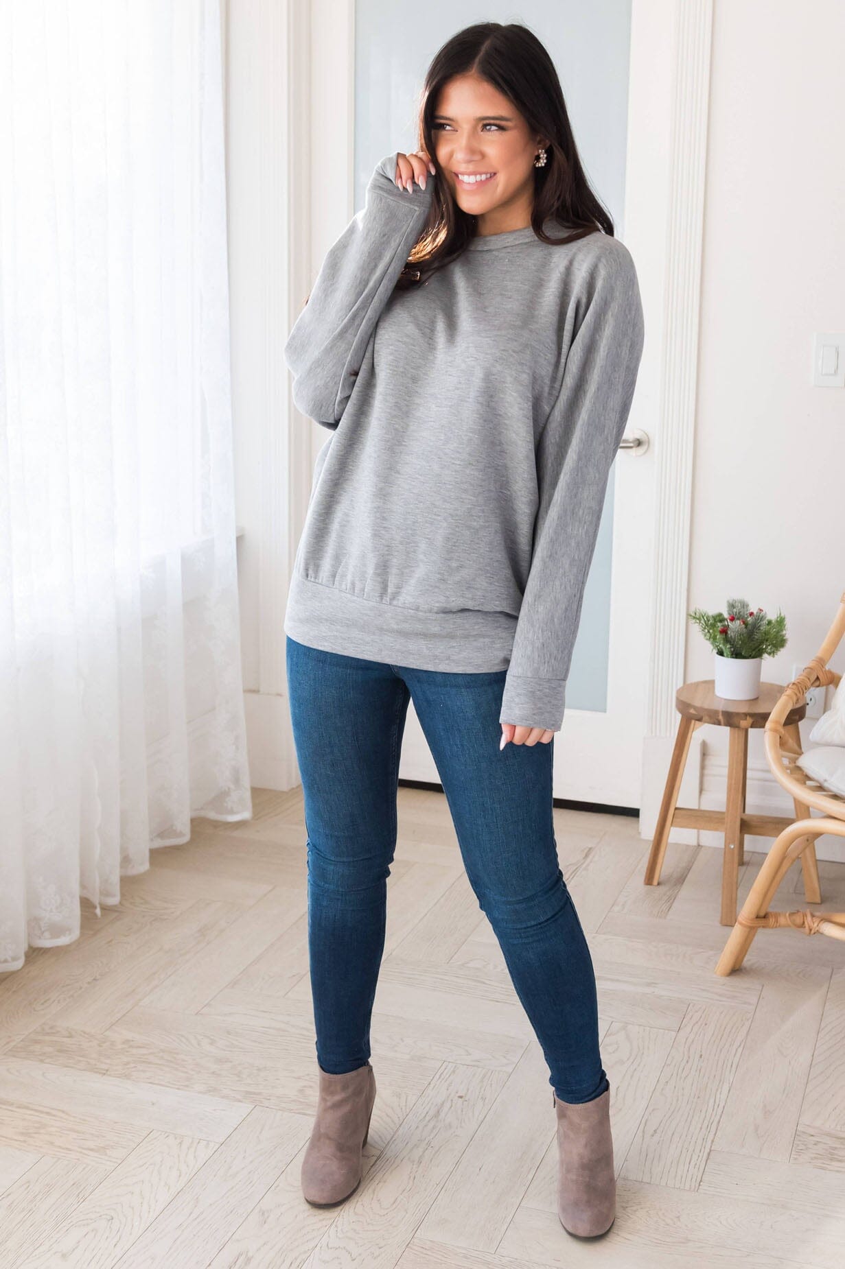 Here For It Modest Sweatshirt Tops vendor-unknown