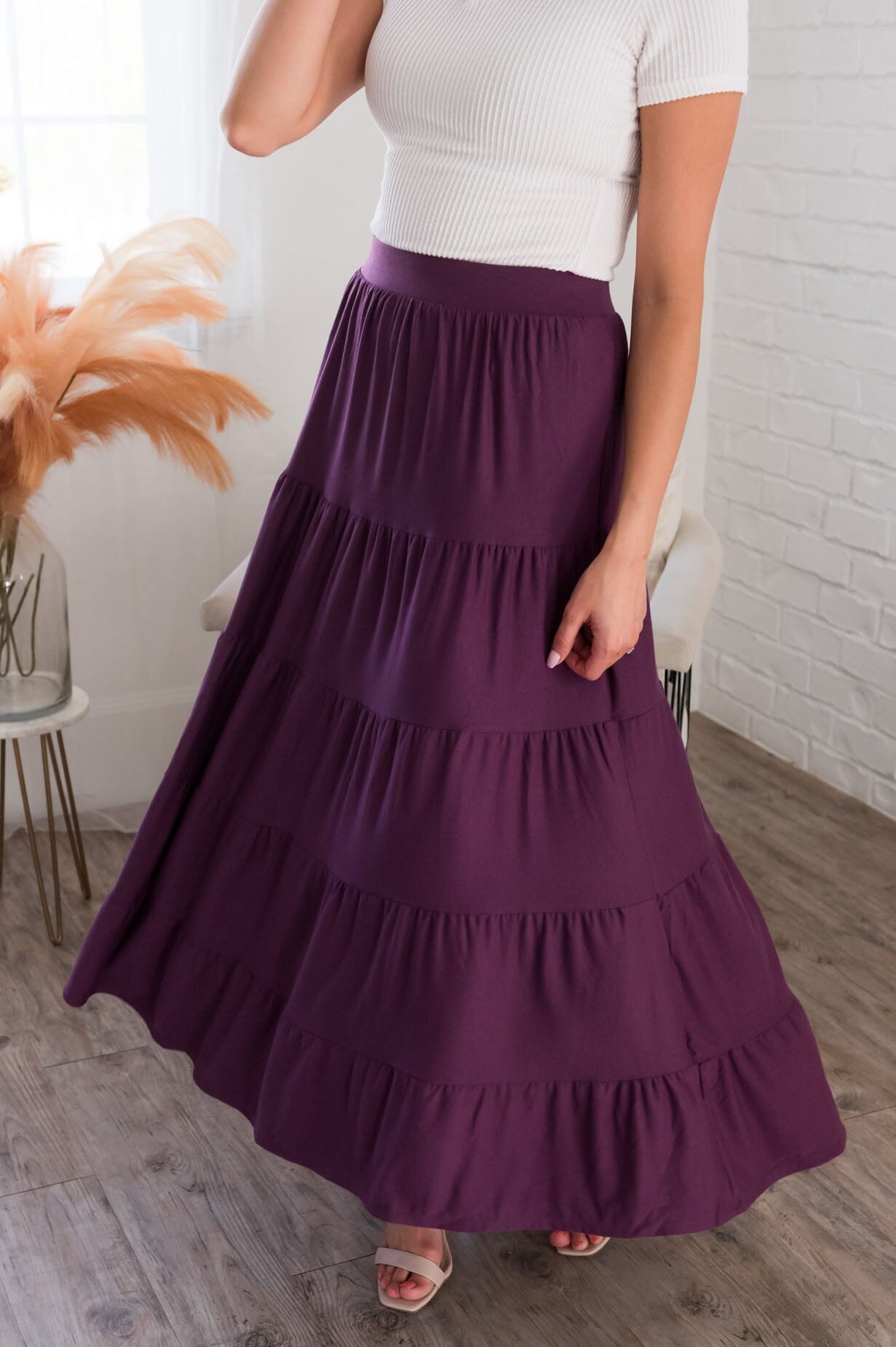 Giving Heart Modest Tiered Skirt Skirts vendor-unknown