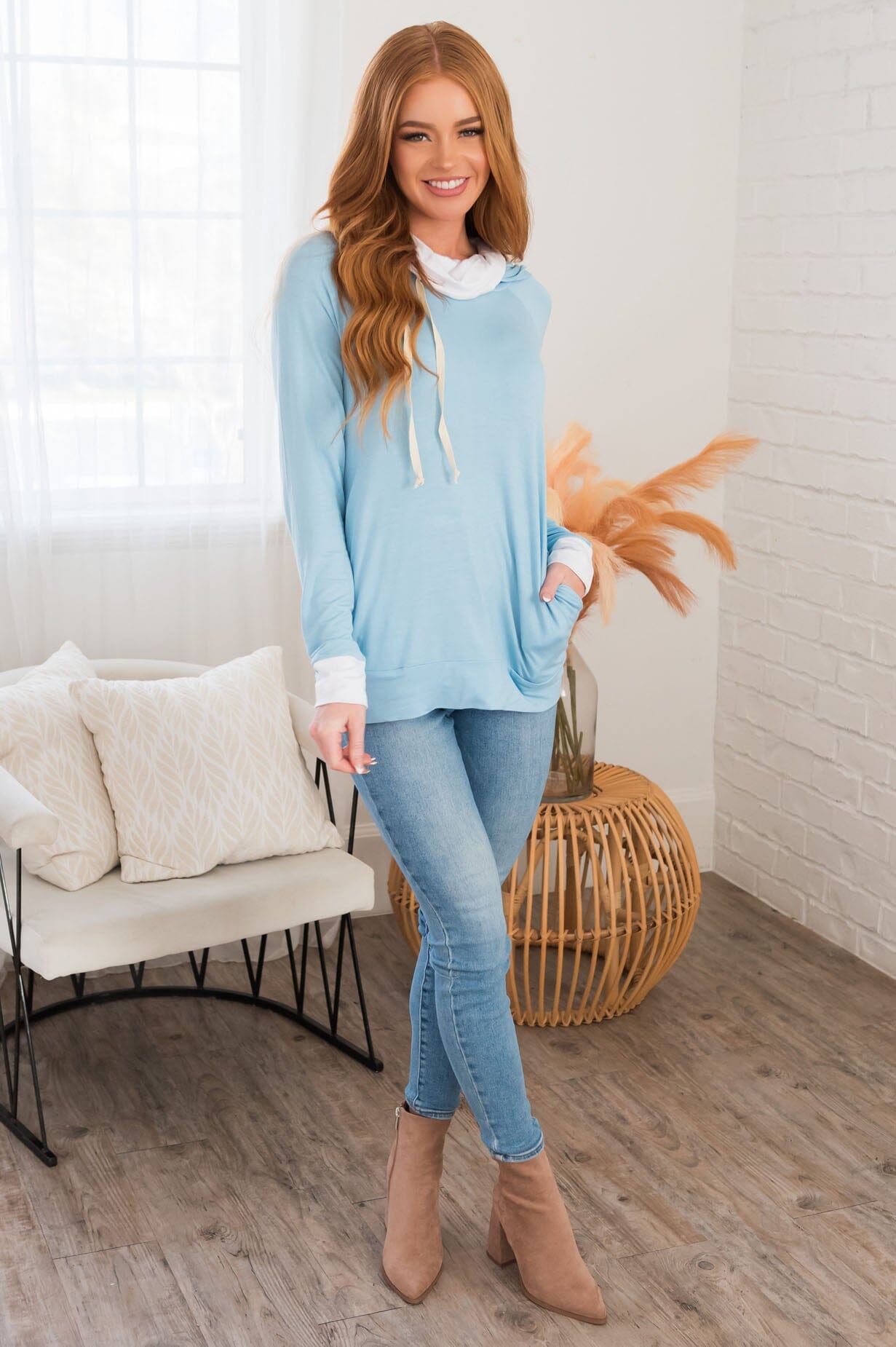 Great Abundance Modest Lightweight Hoodie Tops vendor-unknown
