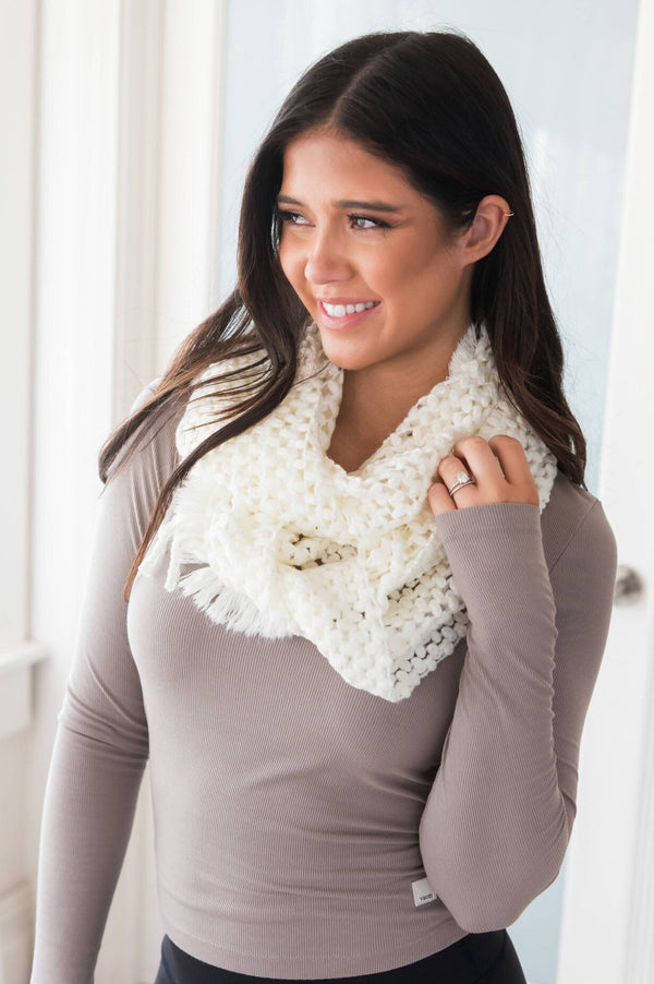 Very Merry Fringe Knit Scarf NeeSee's Dresses