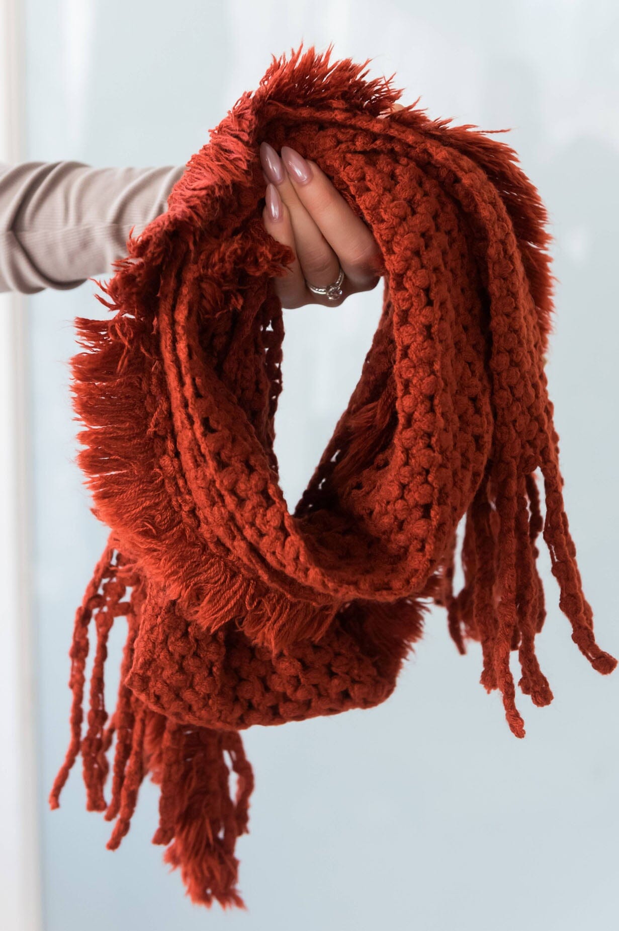 Very Merry Fringe Knit Scarf Accessories & Shoes Leto Accessories