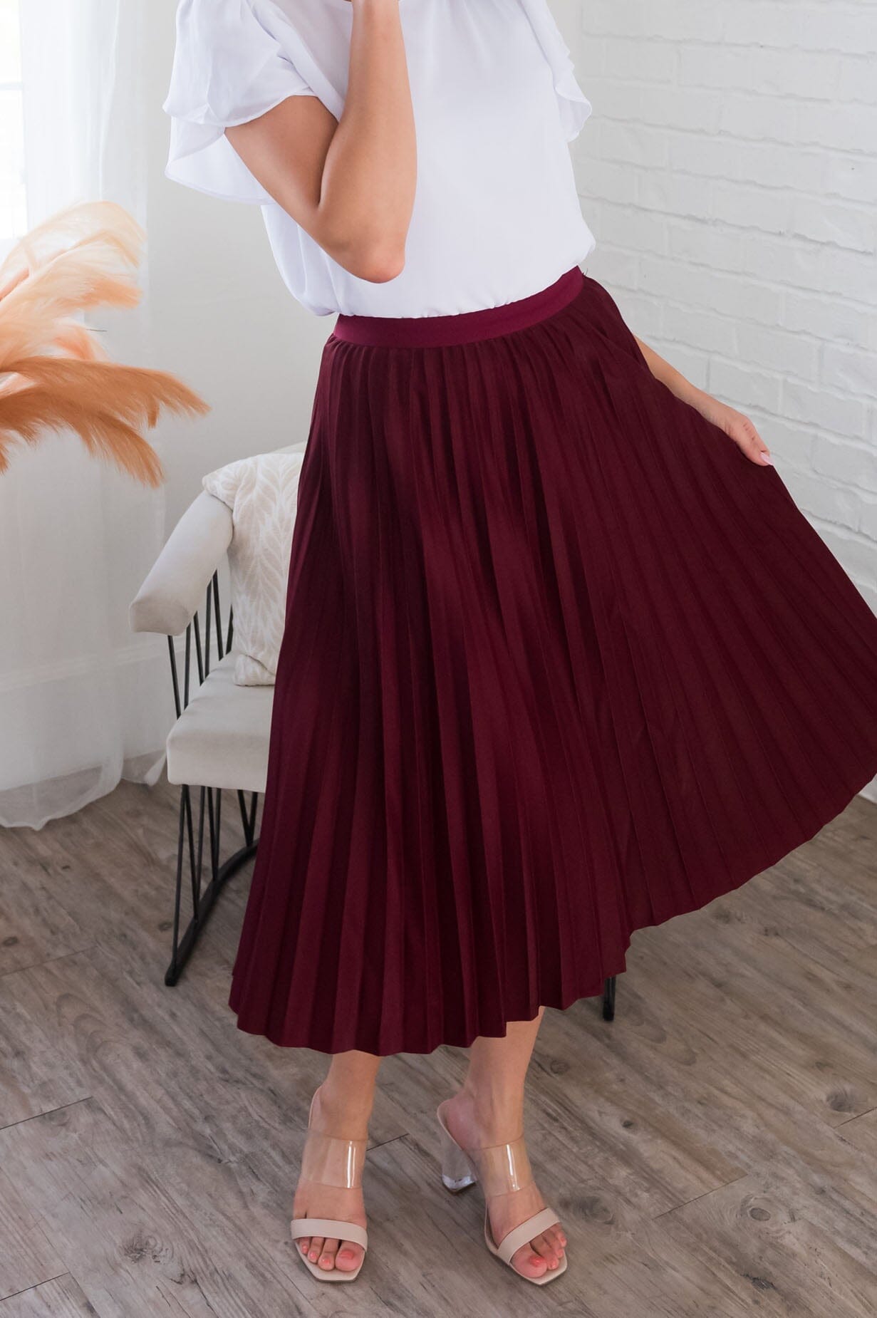 Searching For You Modest Pleat Skirt Skirts vendor-unknown