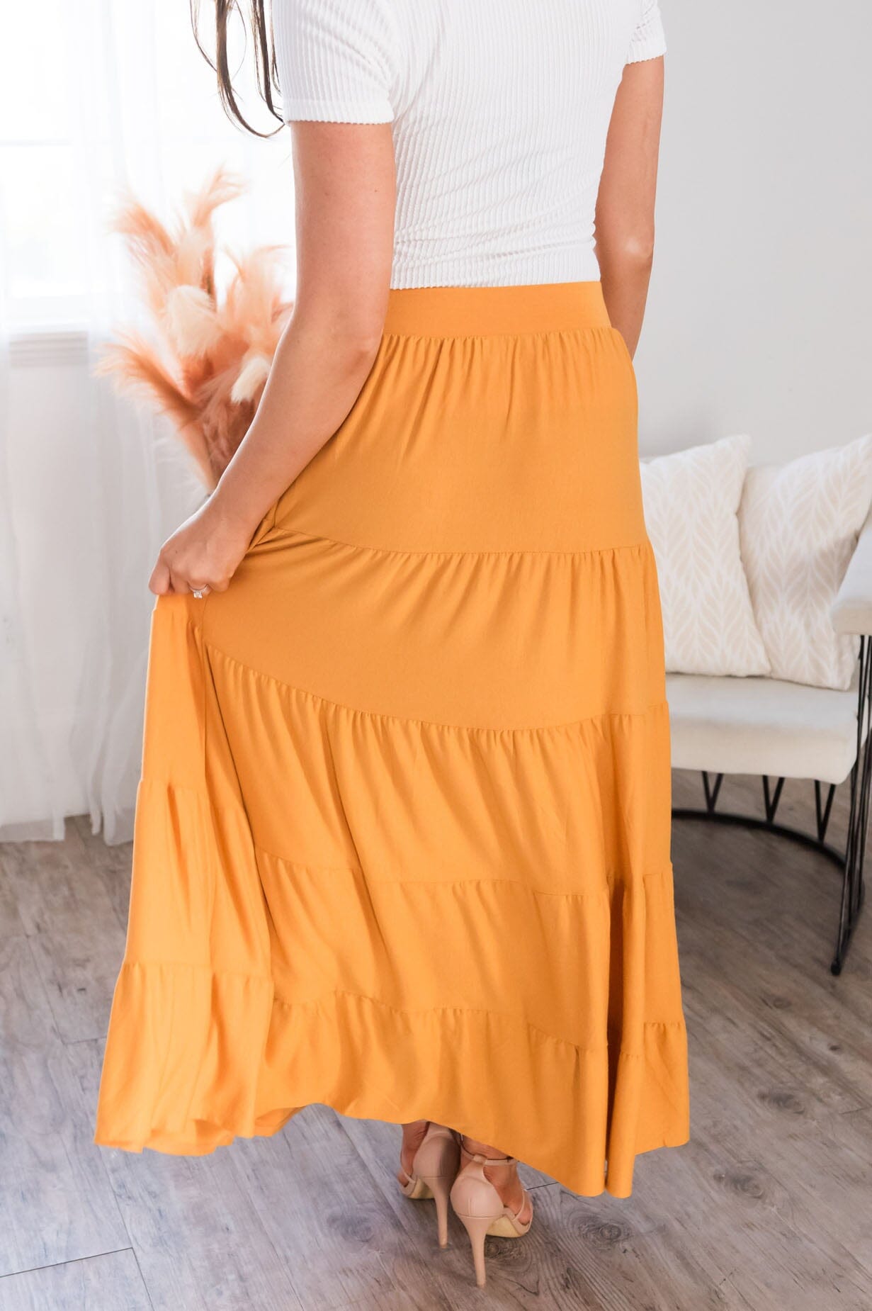 Giving Heart Modest Tiered Skirt Skirts vendor-unknown