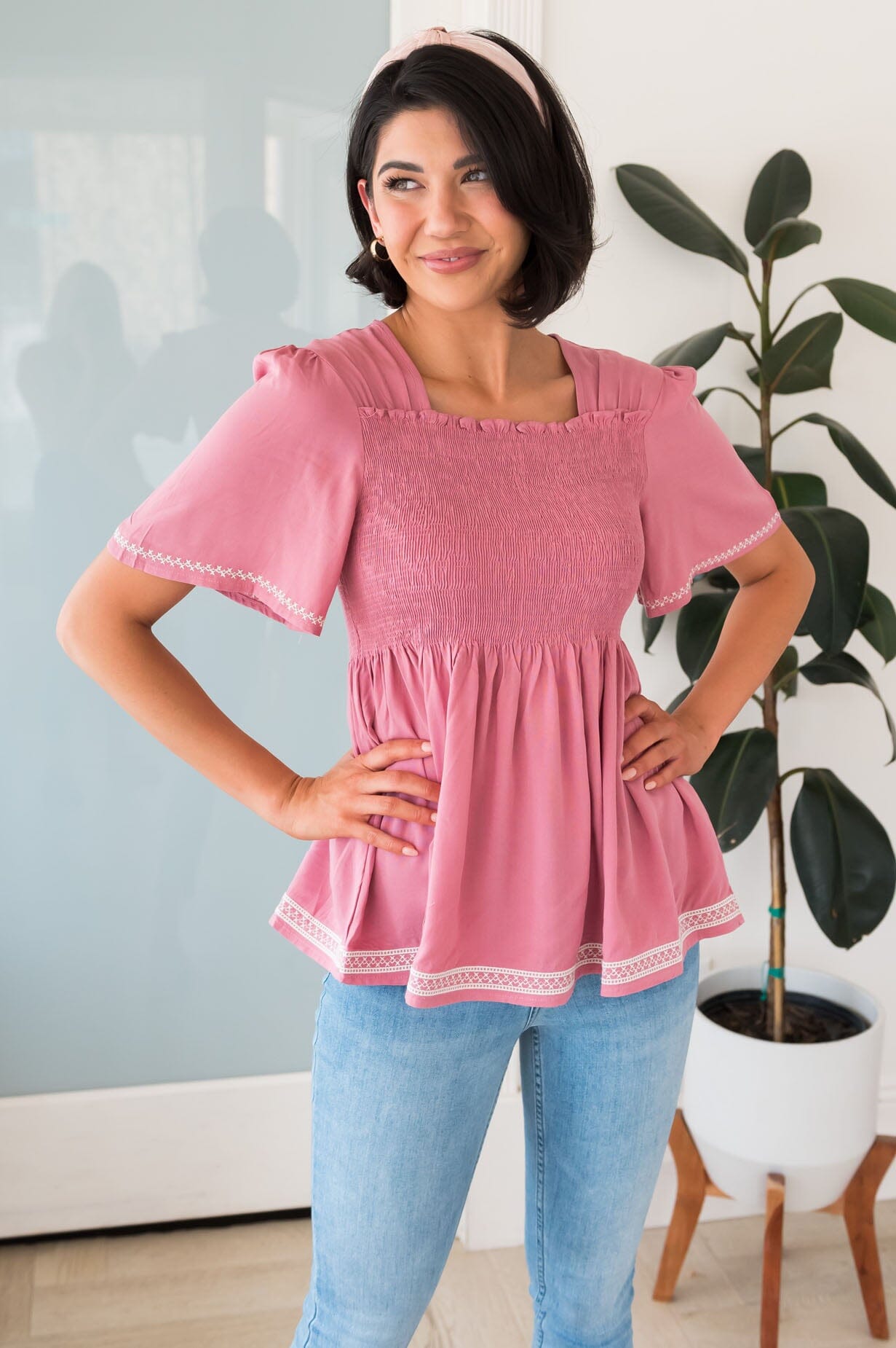 Abundant Cheer Modest Peplum Blouse Tops vendor-unknown
