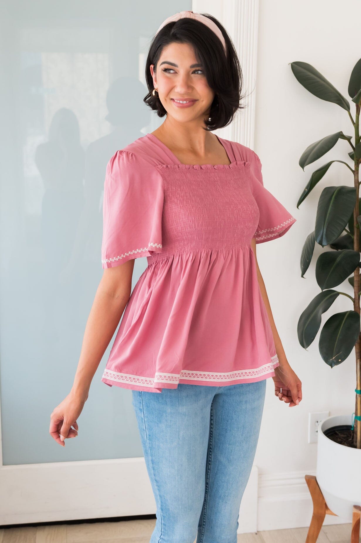 Abundant Cheer Modest Peplum Blouse Tops vendor-unknown