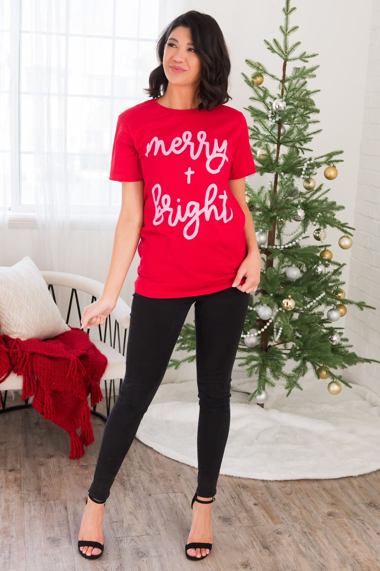 It's All Merry & Bright Modest Graphic Tee Modest Dresses vendor-unknown