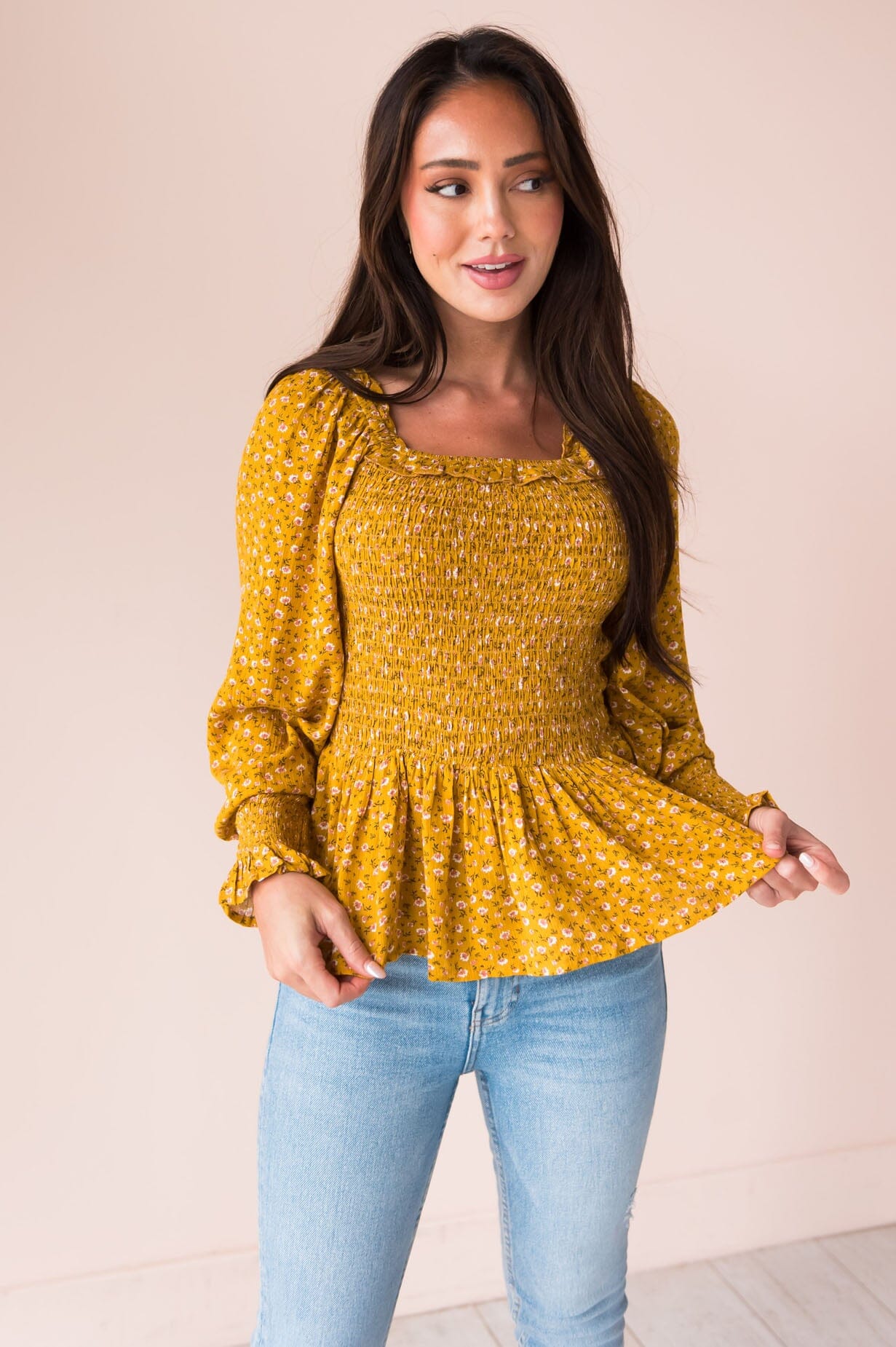 Happy & Carefree Modest Peplum Top Tops vendor-unknown