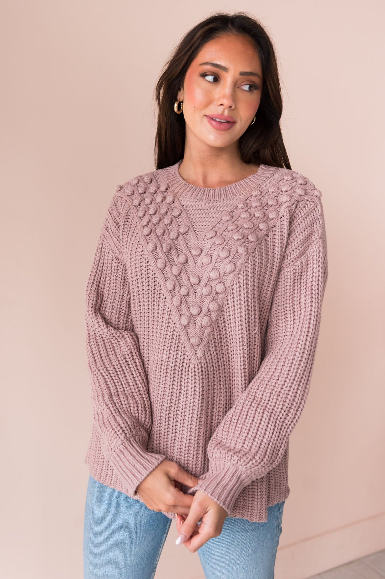 Never Let You Go Modest Pom Sweater Modest Dresses vendor-unknown