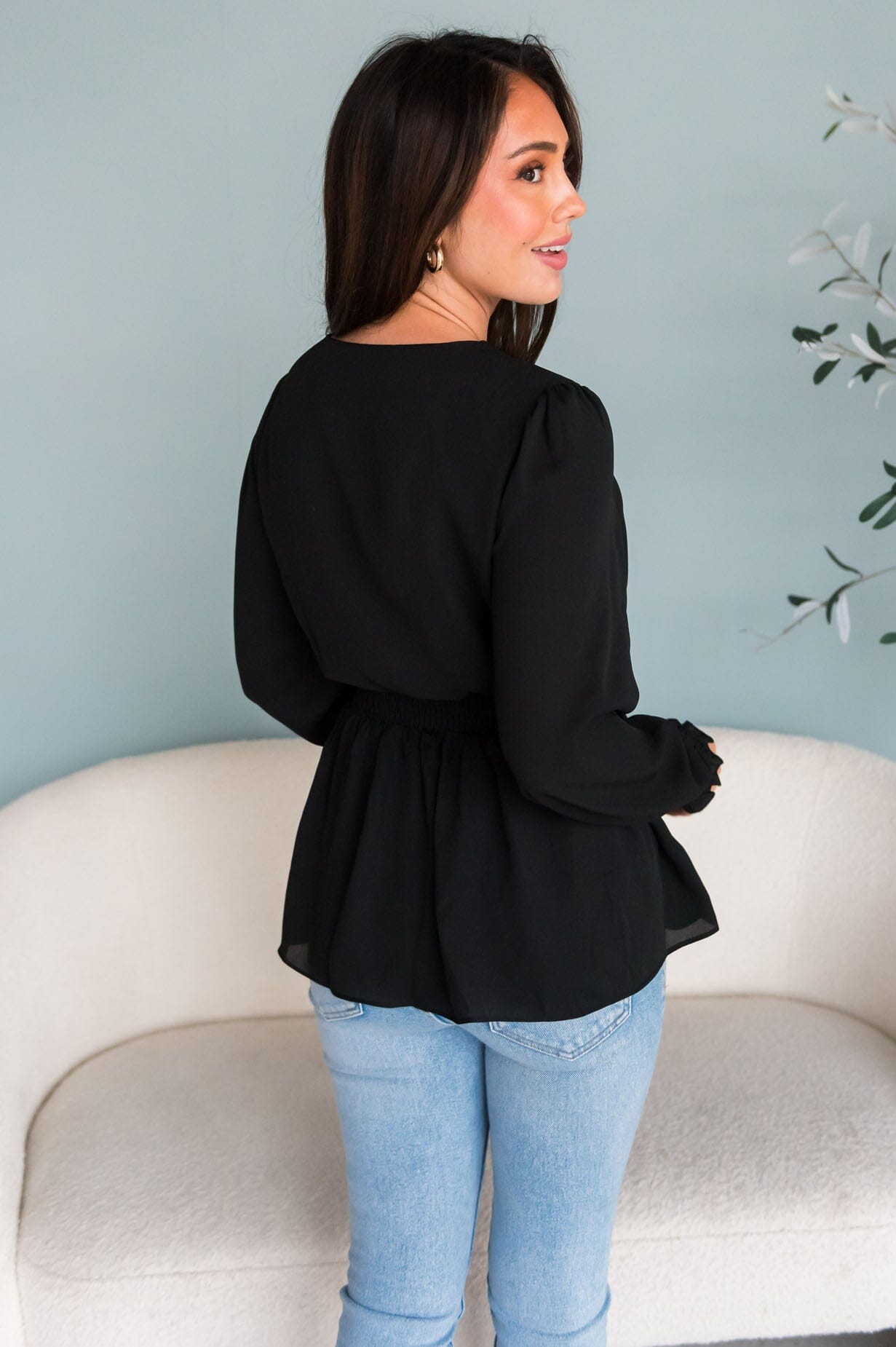 New Friends Modest Peplum Top Tops vendor-unknown