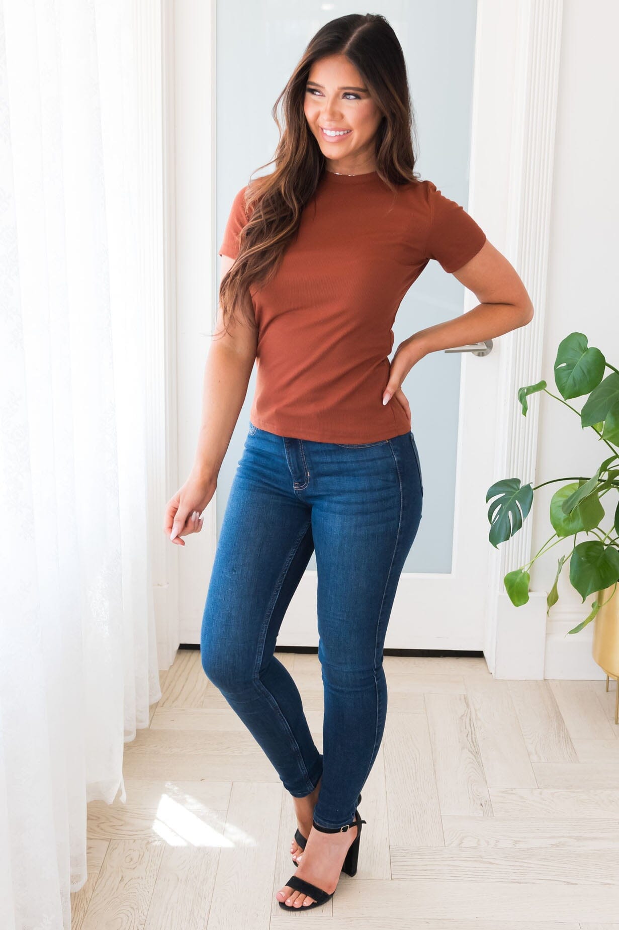 Ever So Lovely Modest Ribbed Top Tops vendor-unknown