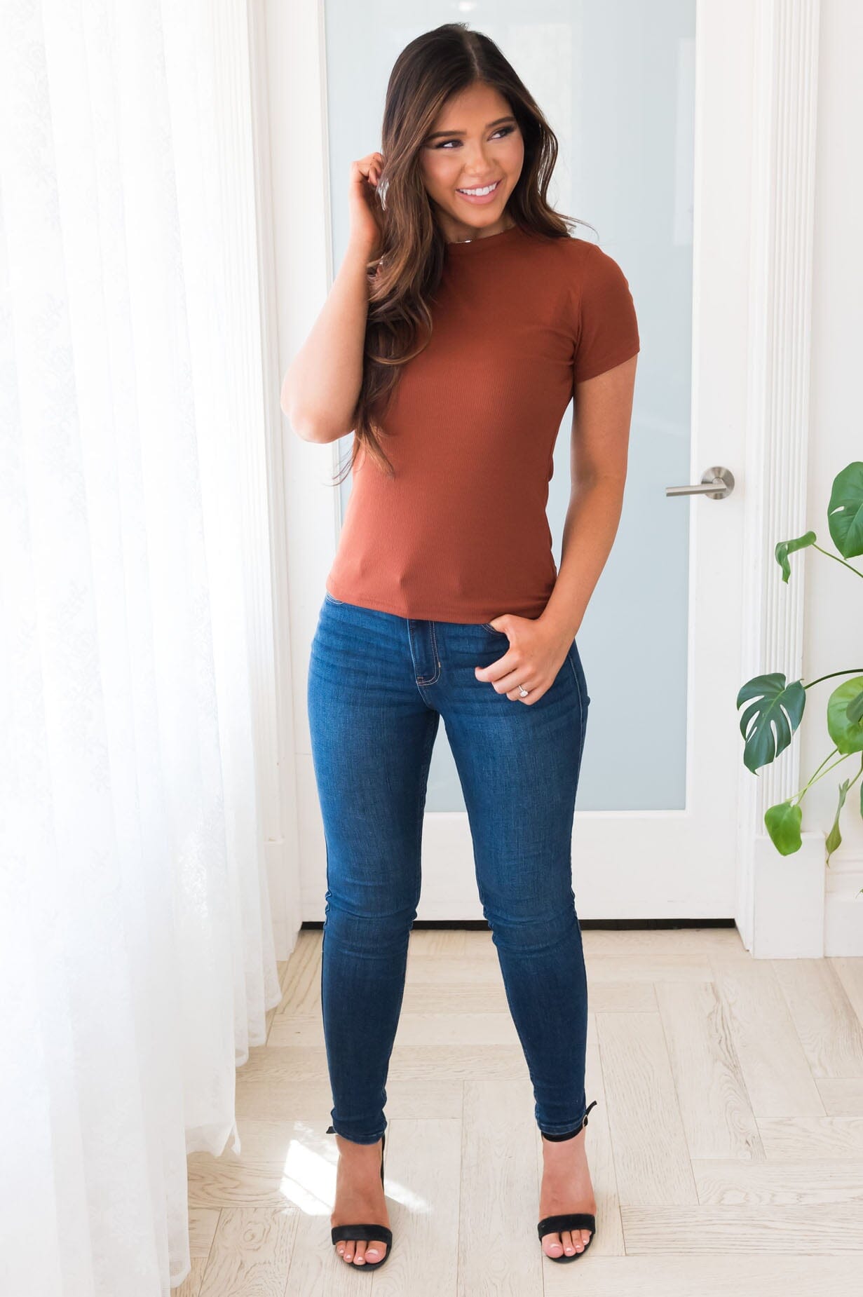 Ever So Lovely Modest Ribbed Top Tops vendor-unknown
