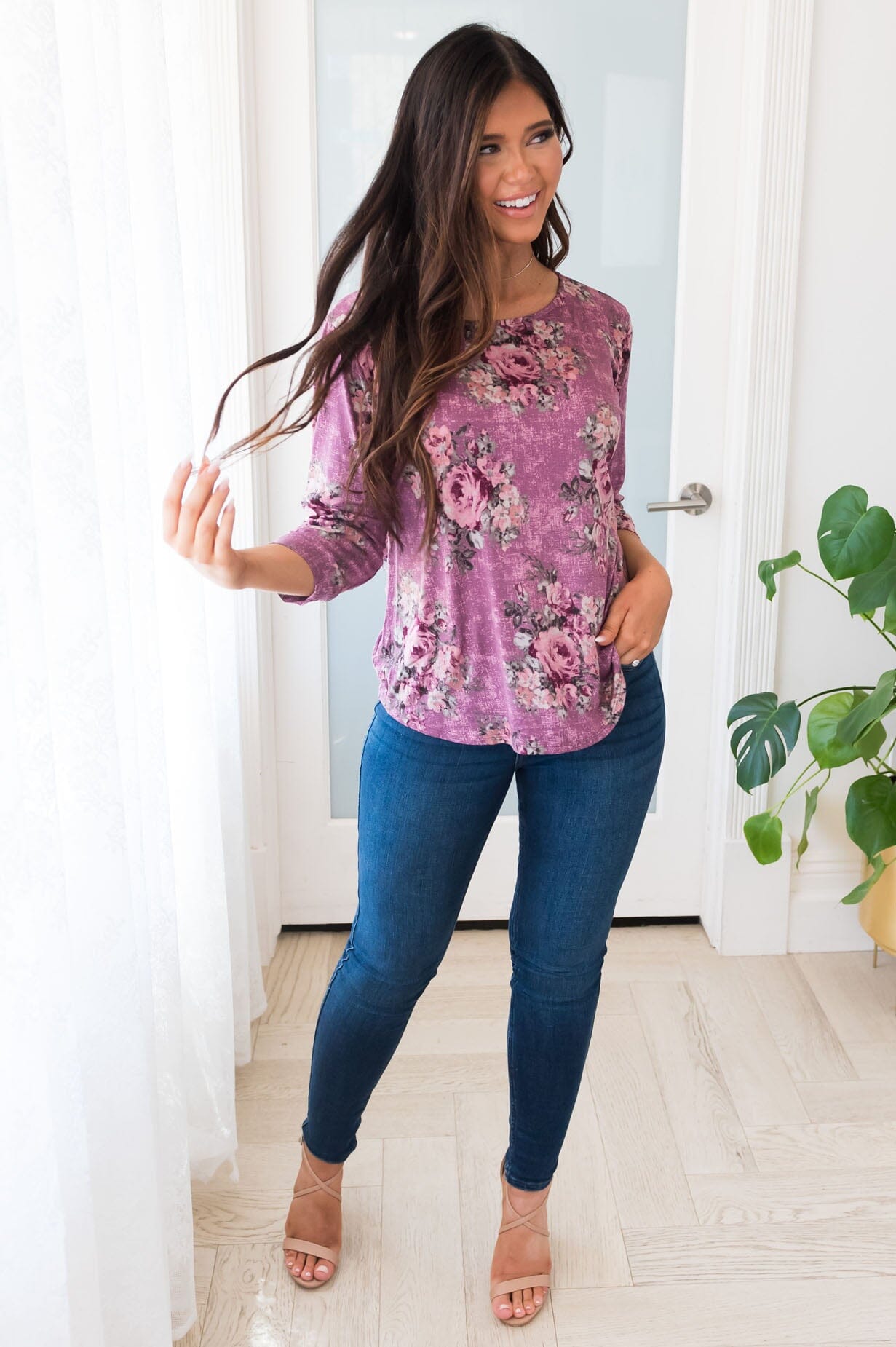 Highs and Lows Modest Floral Top NeeSee's Dresses