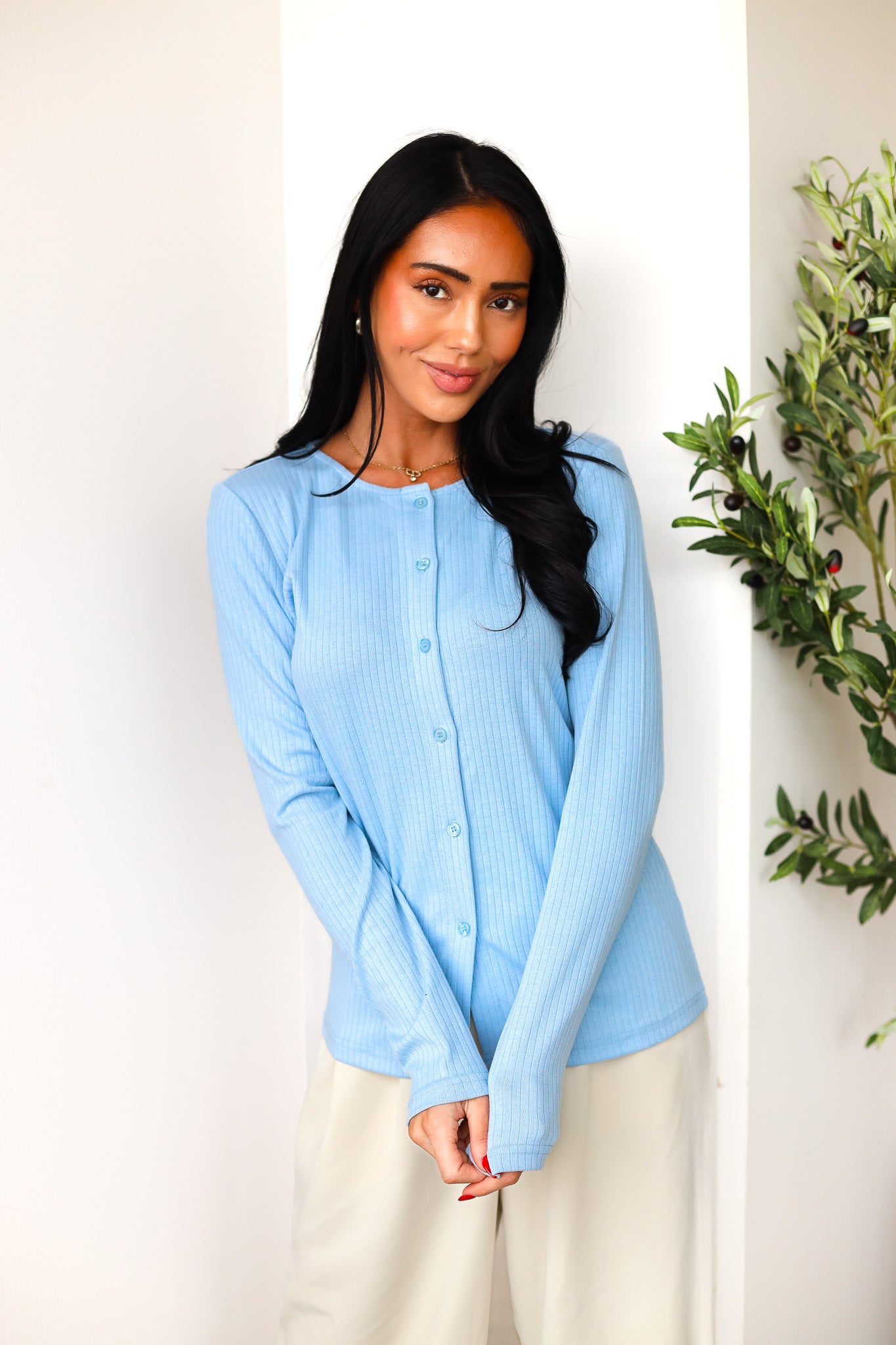 Makes Me Happy Pointelle Button Cardigan