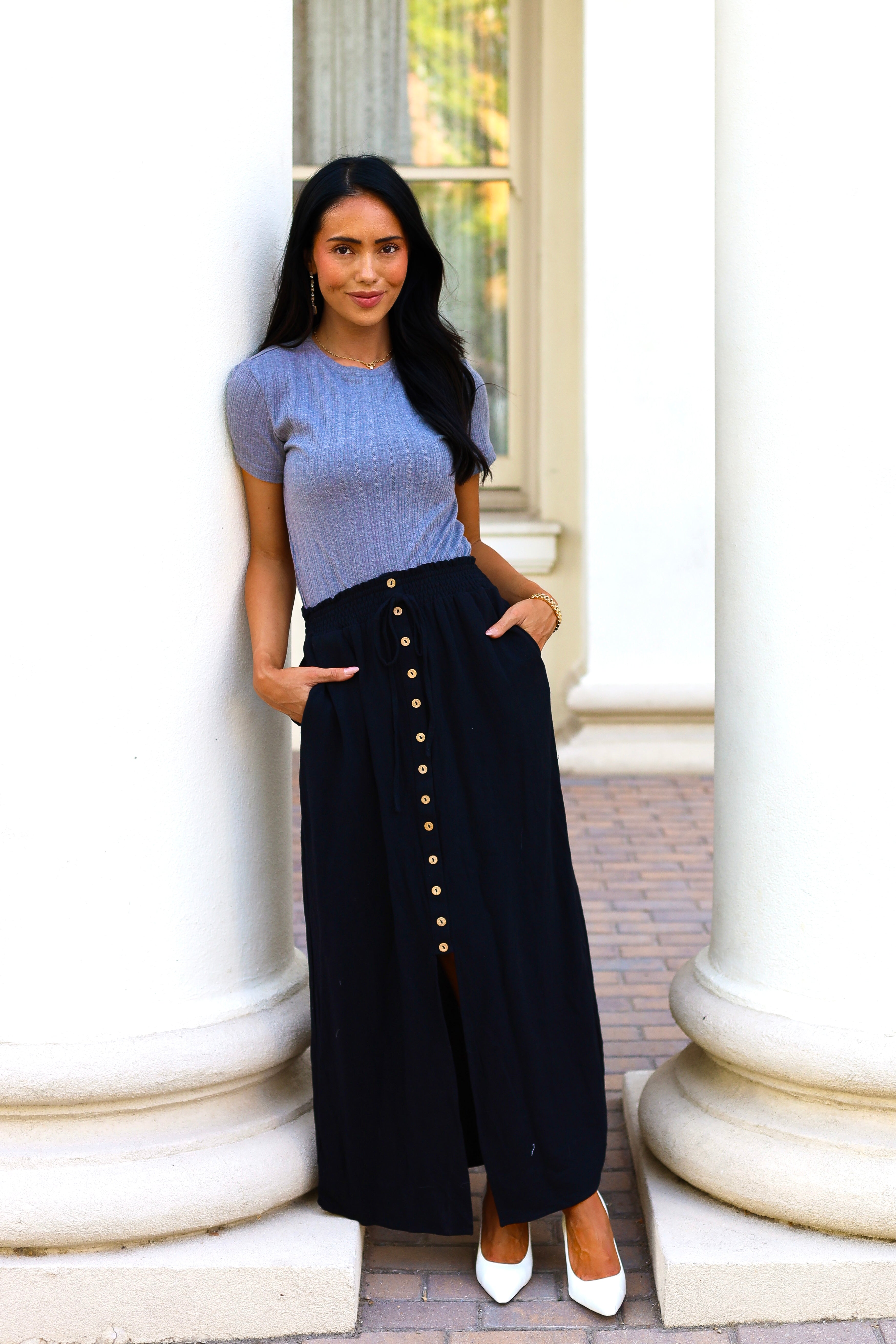 Must Have Button Front Maxi Skirt
