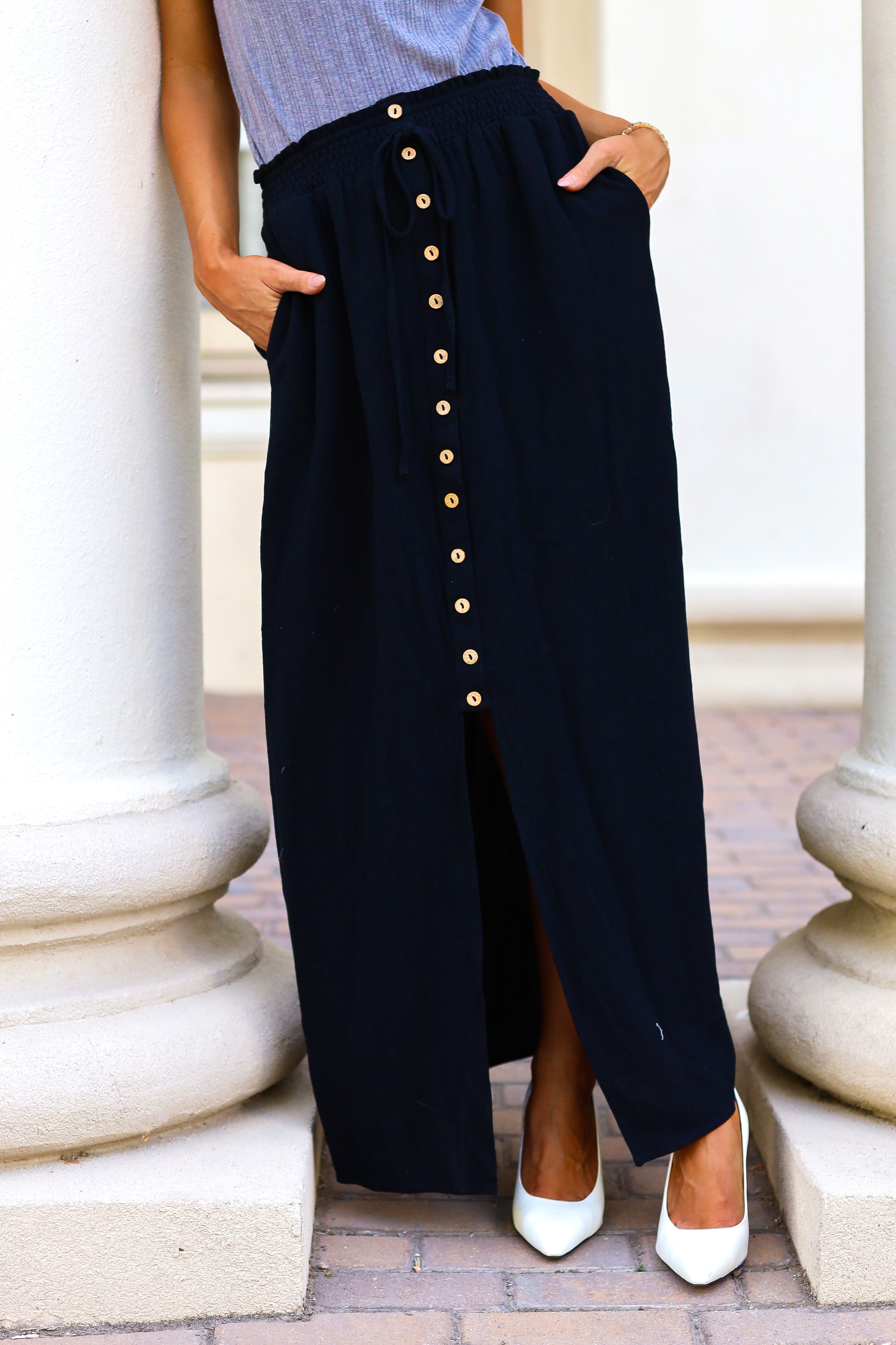 Must Have Button Front Maxi Skirt