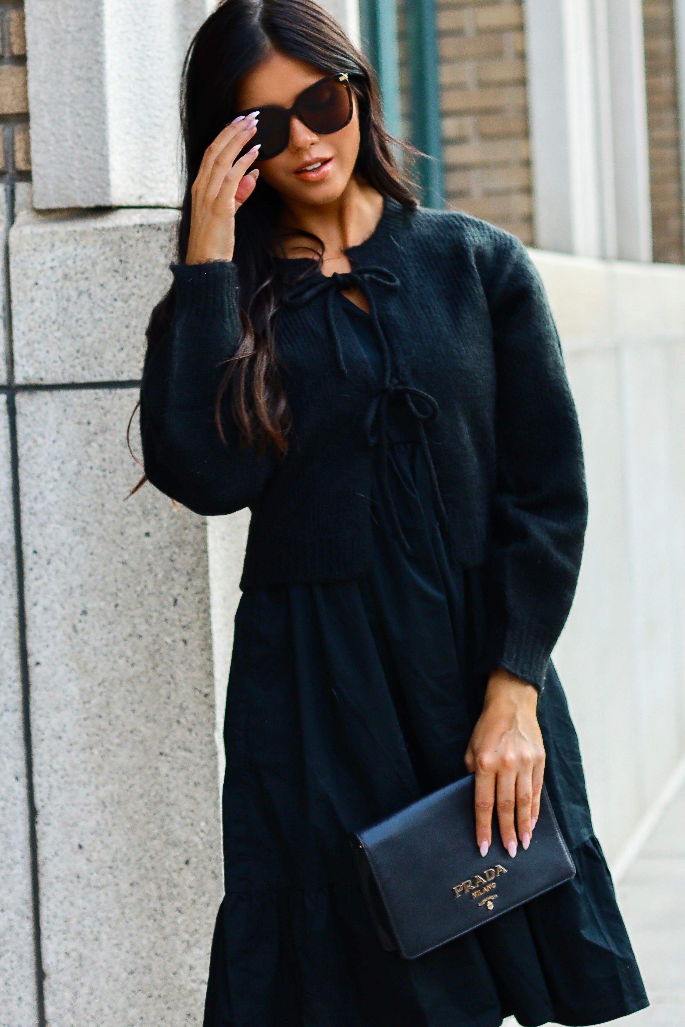 Bow Front Crop Sweater