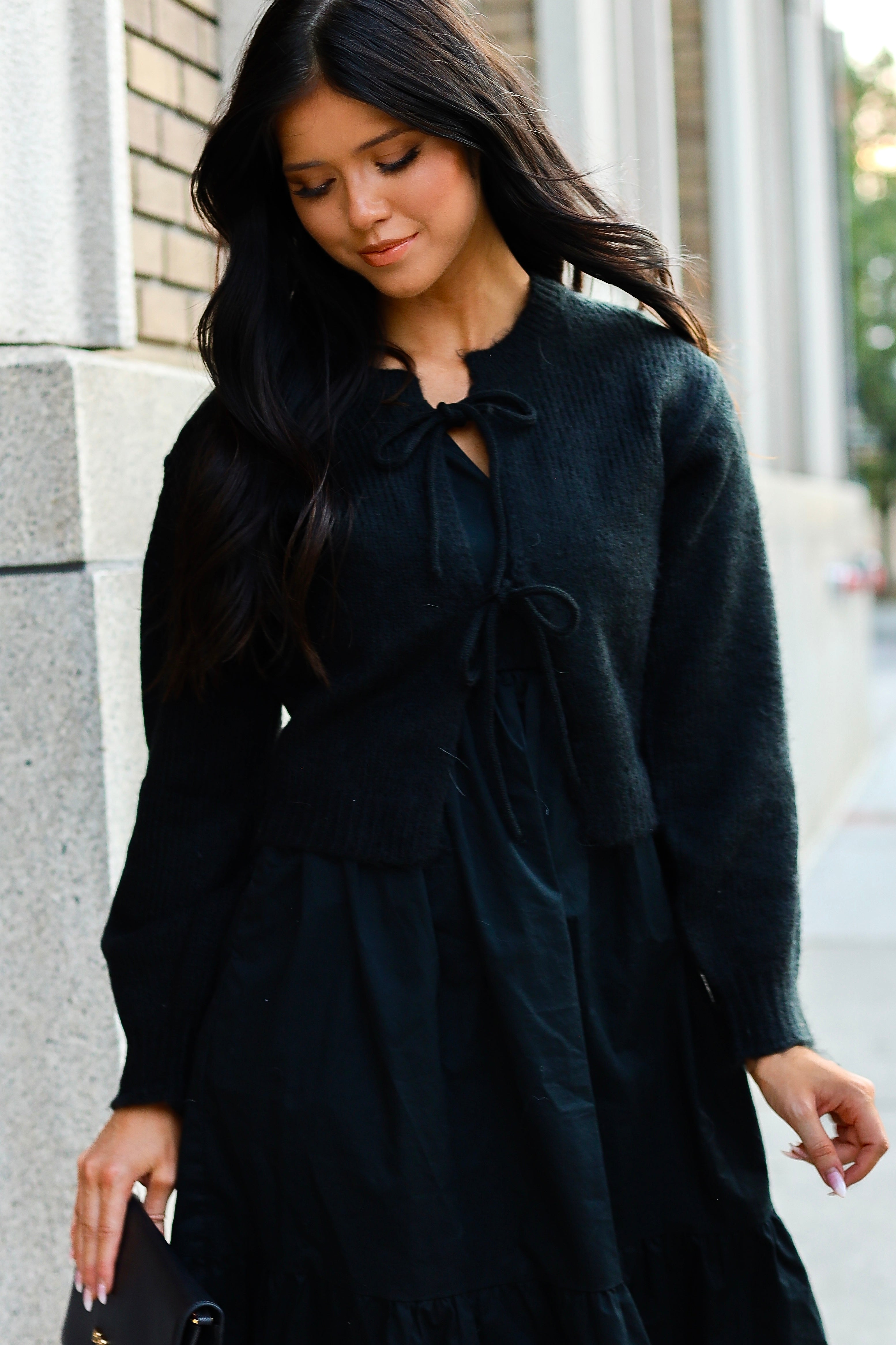 Bow Front Crop Sweater