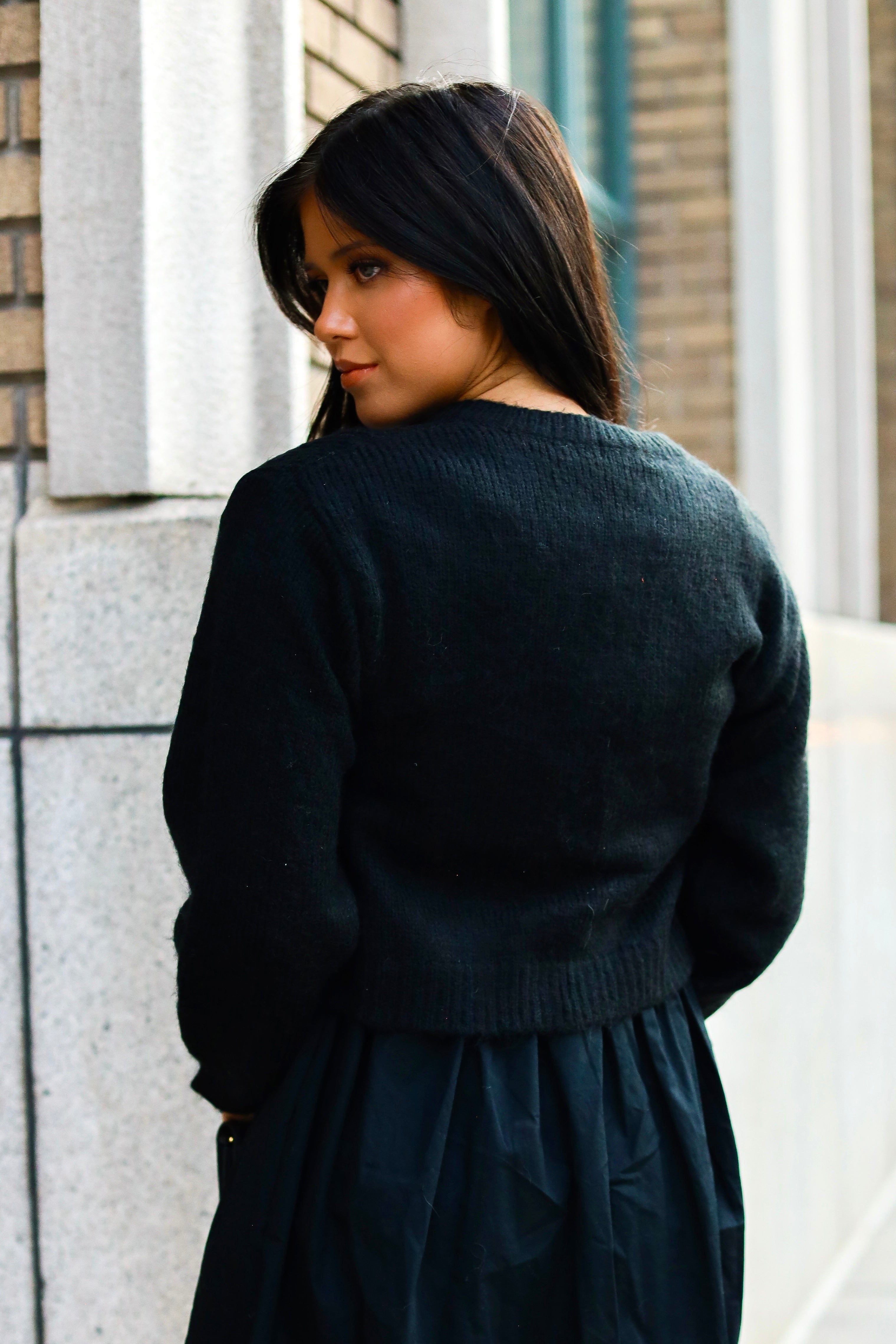 Bow Front Crop Sweater