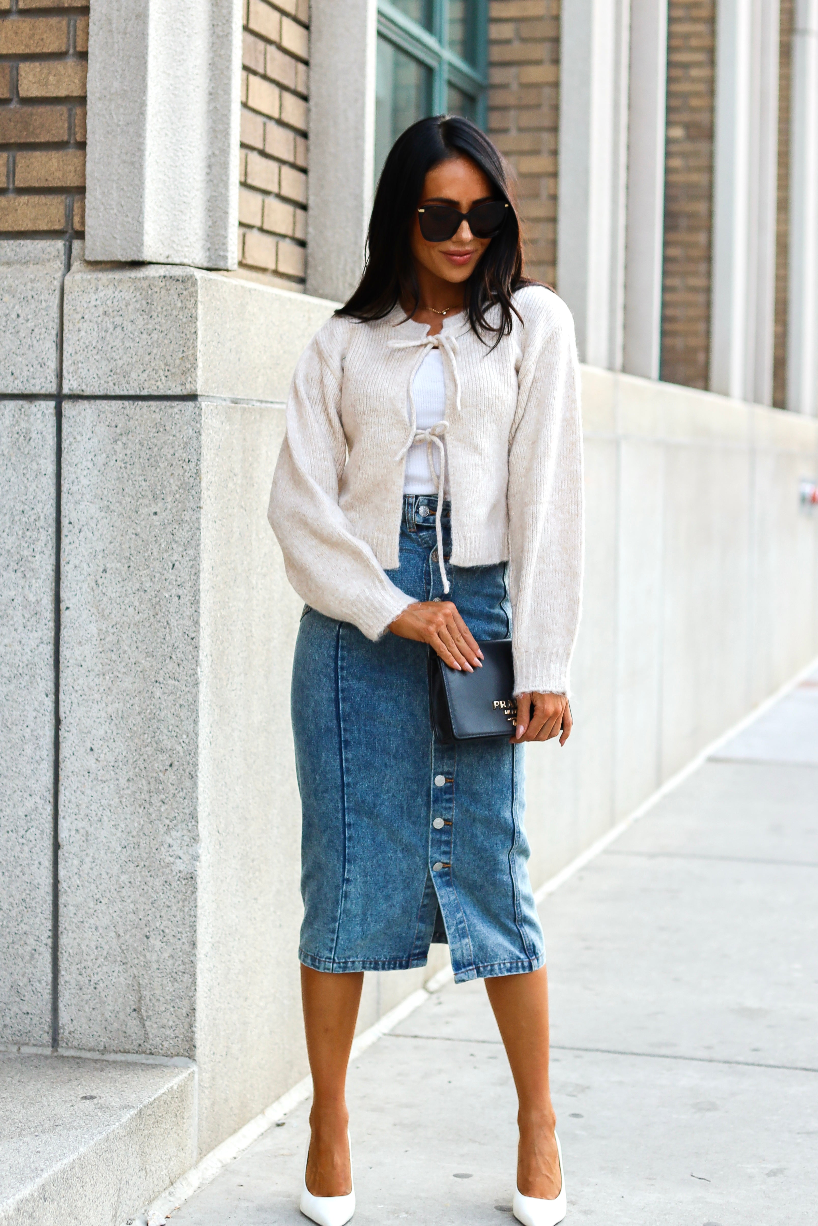 Bow Front Crop Sweater