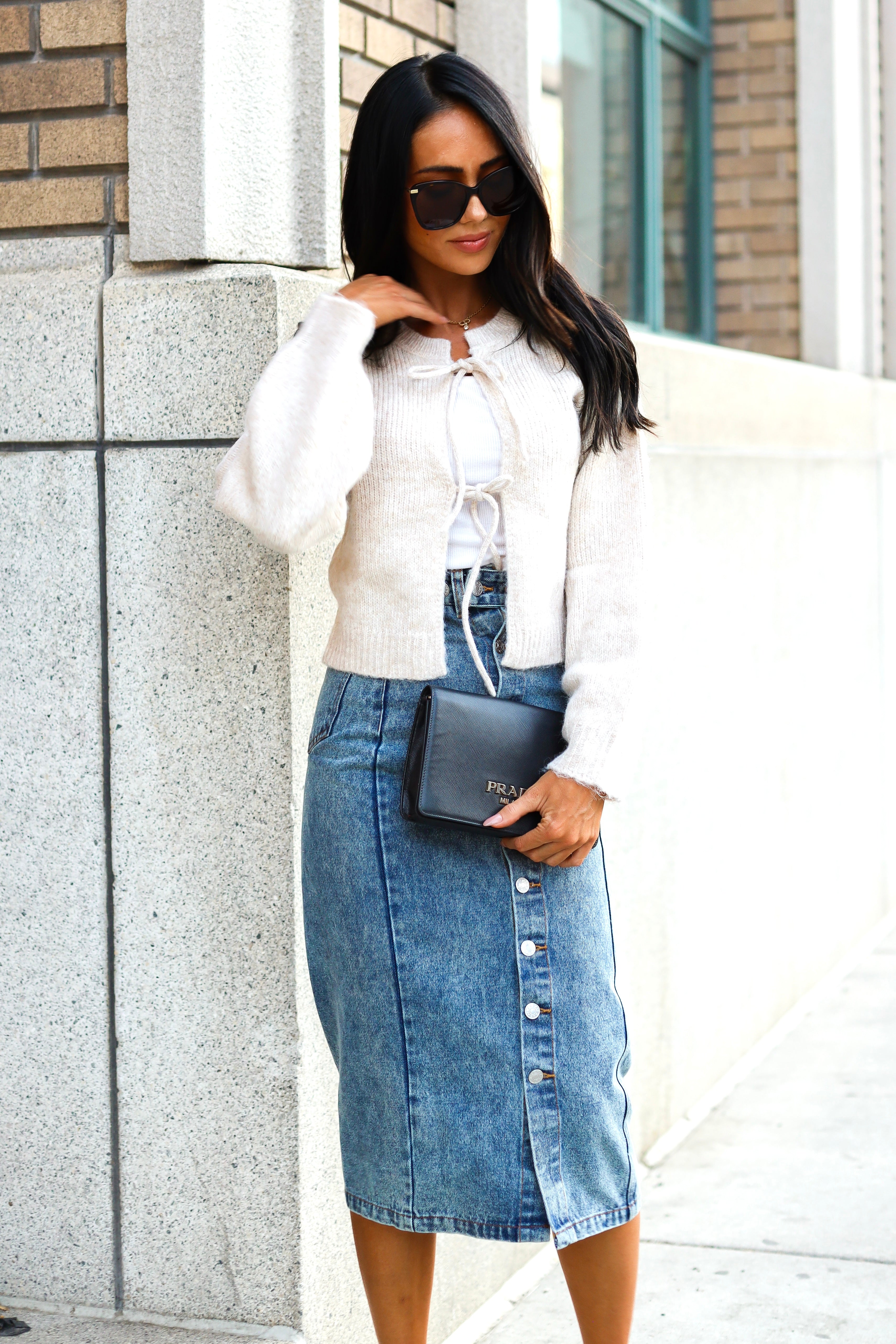 Bow Front Crop Sweater