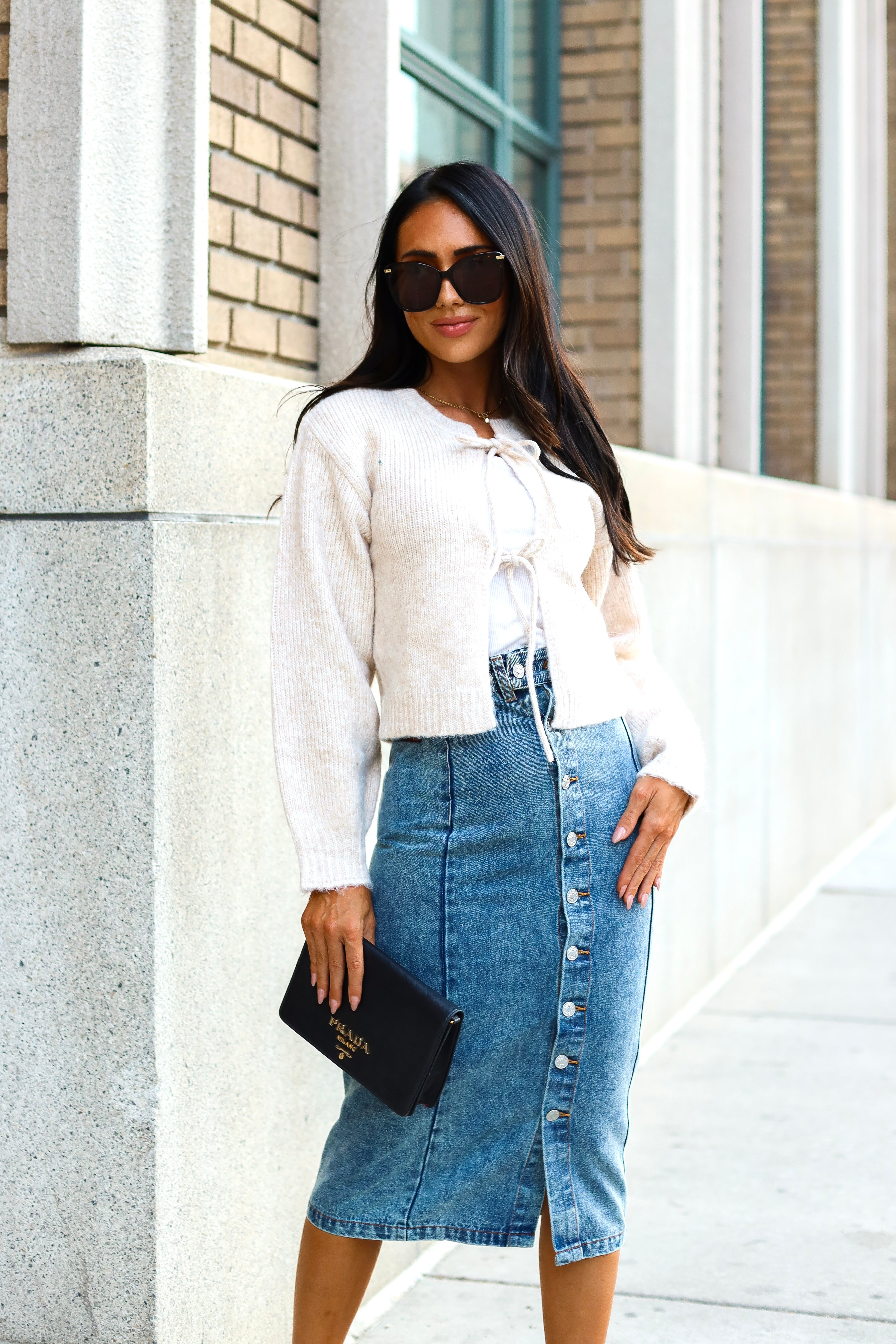 Bow Front Crop Sweater