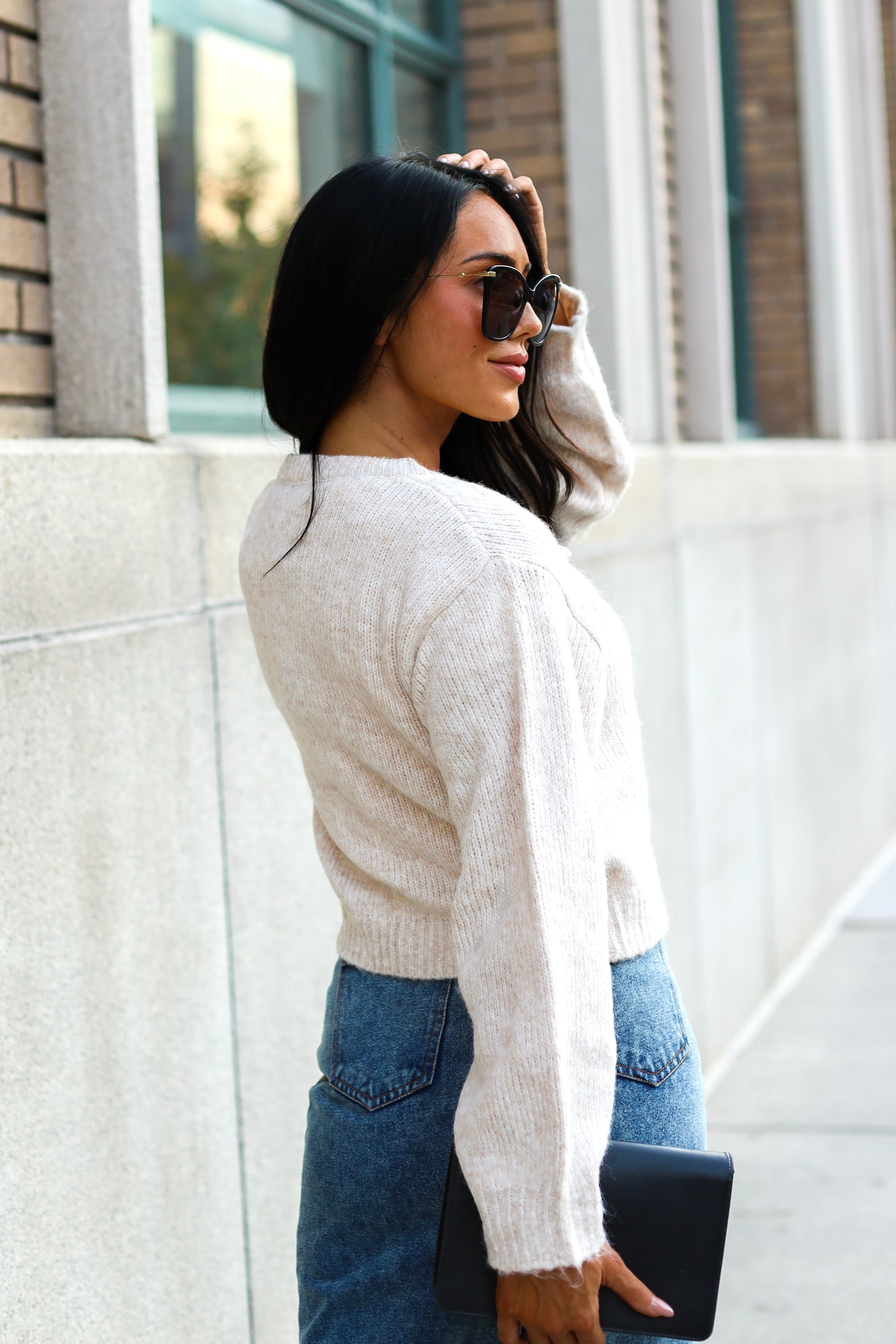 Bow Front Crop Sweater
