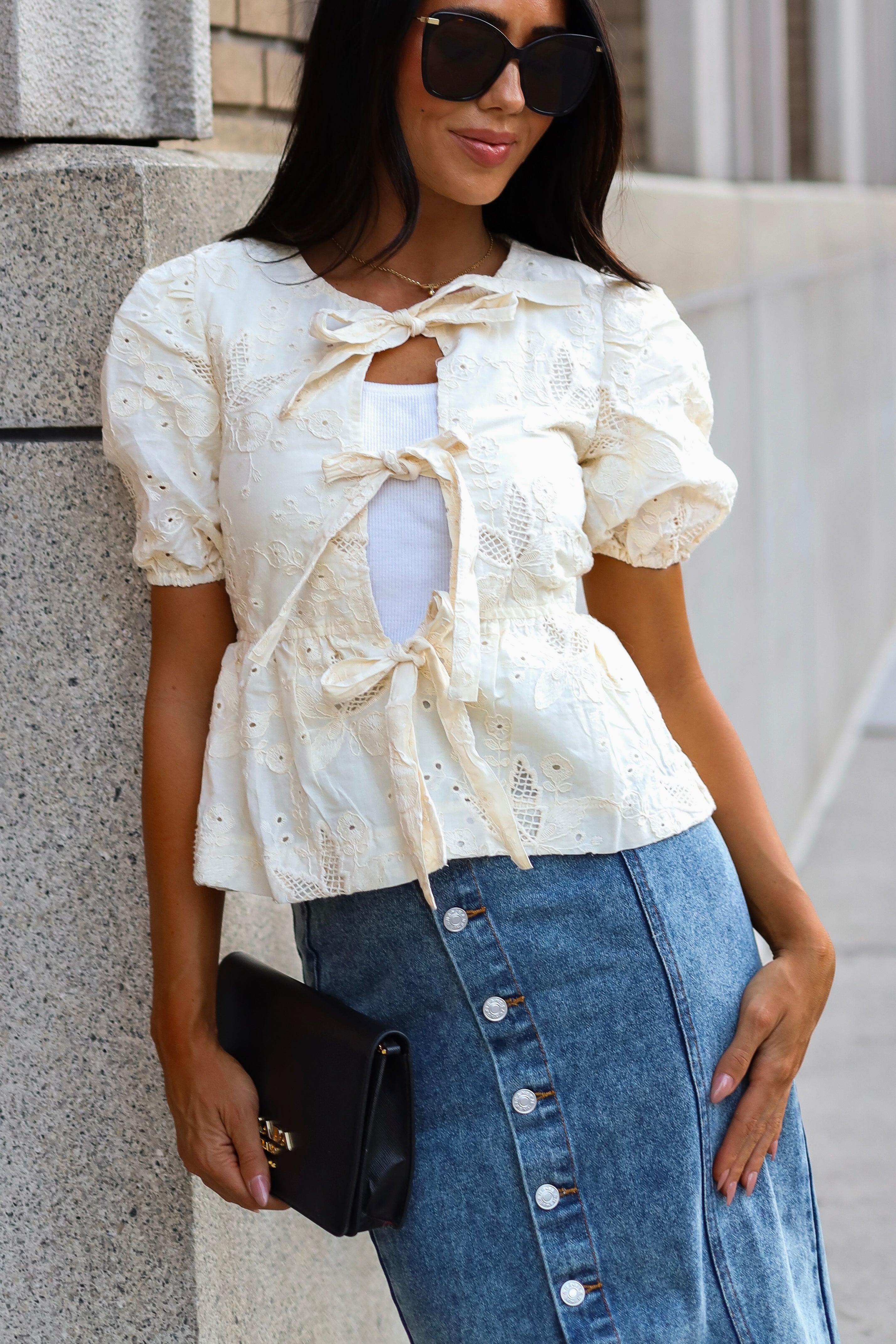 Simply Love Tie Front Blouse