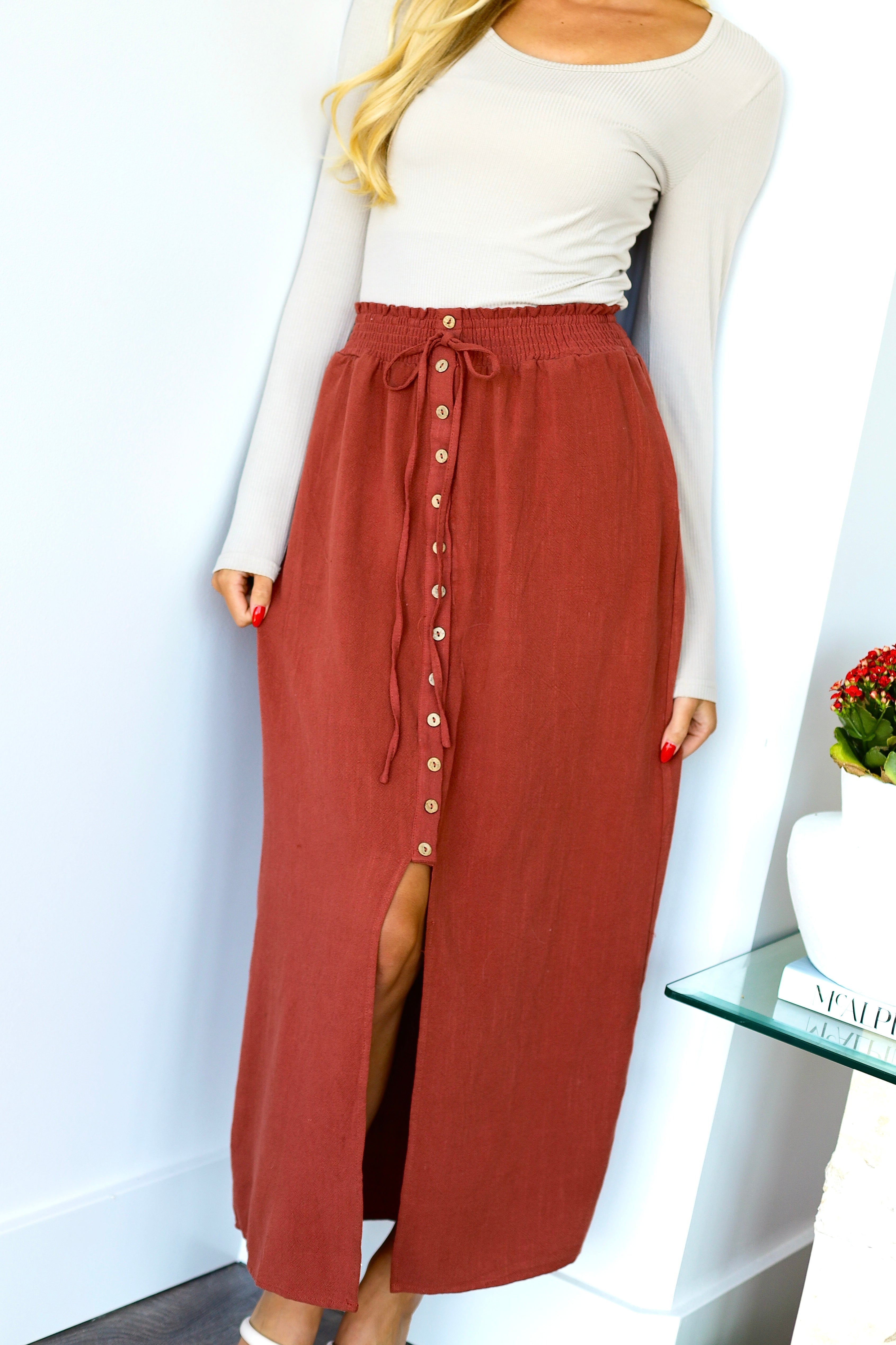 Must Have Button Front Maxi Skirt