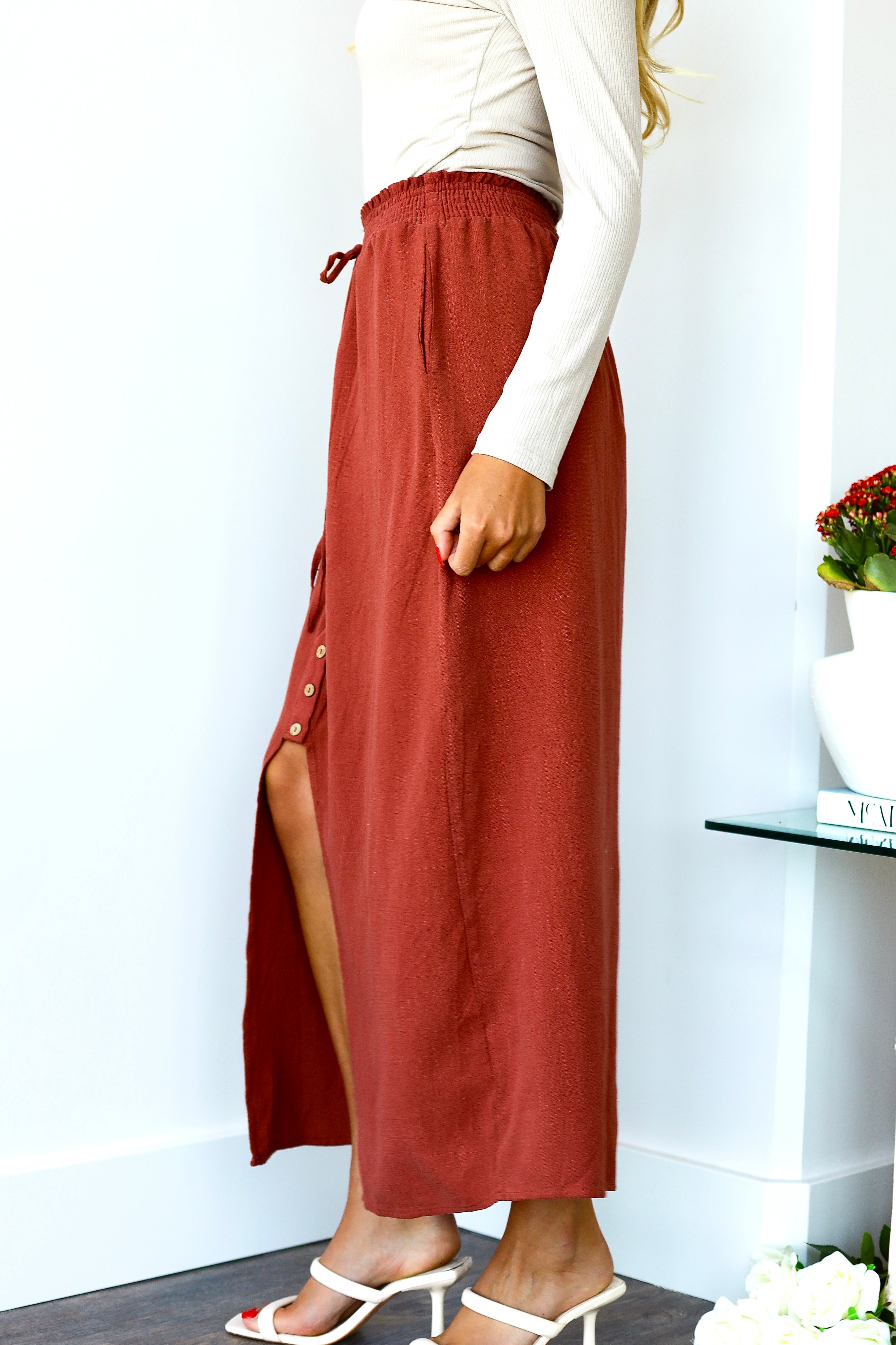 Must Have Button Front Maxi Skirt