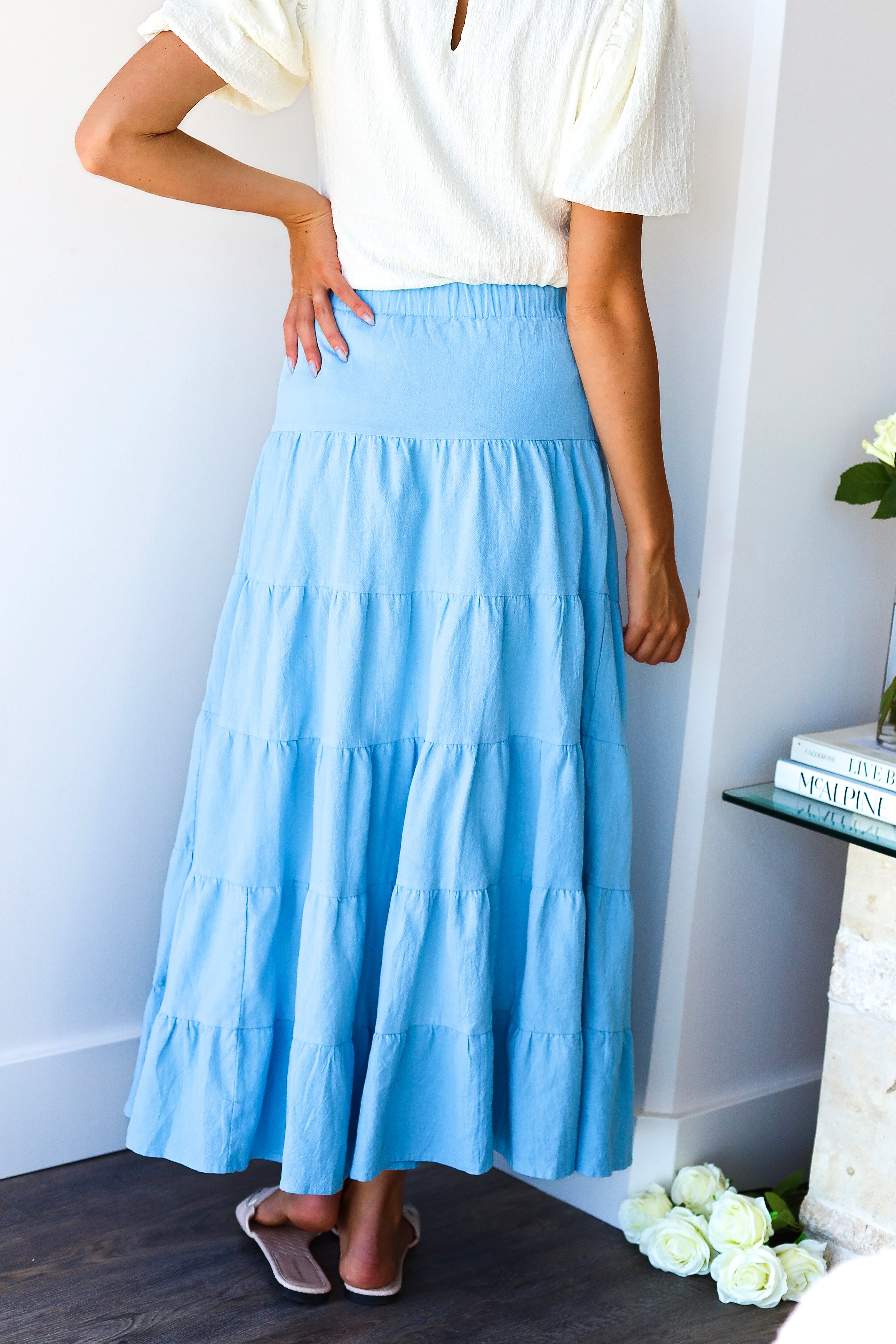 Drawstring Boho Maxi Skirt